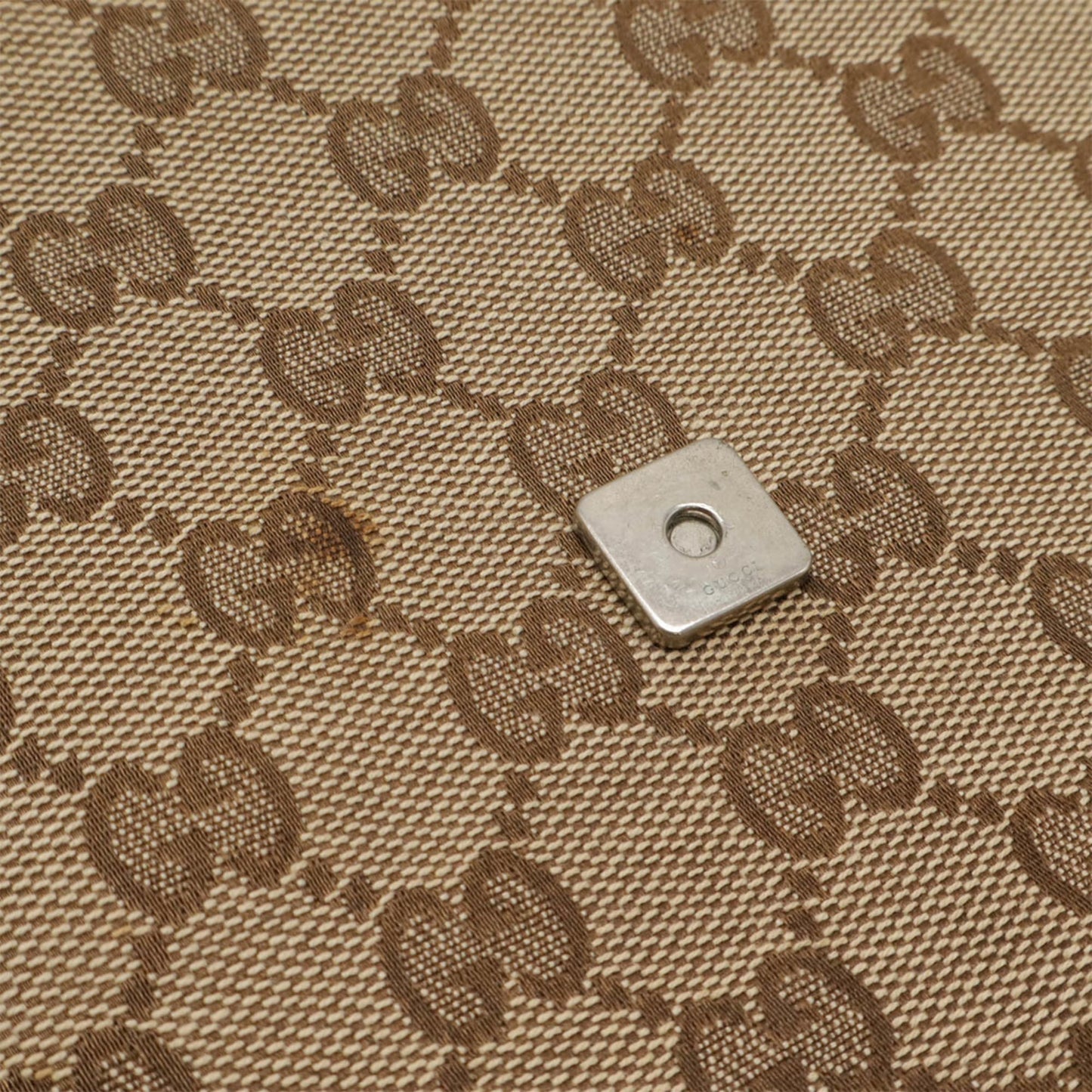 Gucci Gg Canvas Beige Dark Brown Khaki Gg Canvas Leather Shoulder Bag ( )