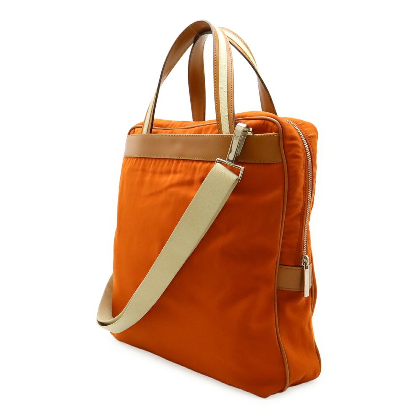Gucci Beige Camel Orange Canvas Leather Handbag Shoulder Bag Tote Bag ( )