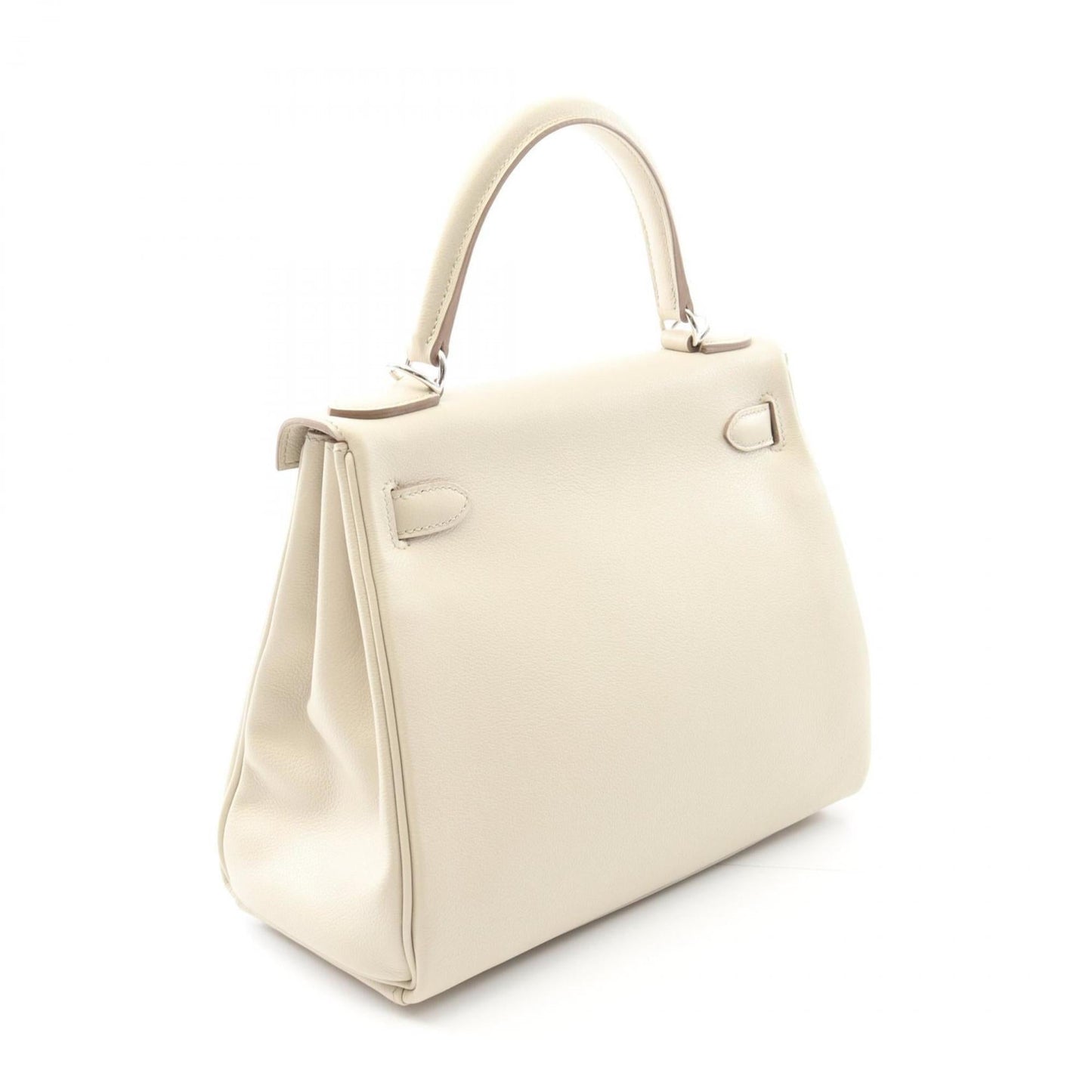 Hermes Kelly White Evercalf Leather Handbag ( )