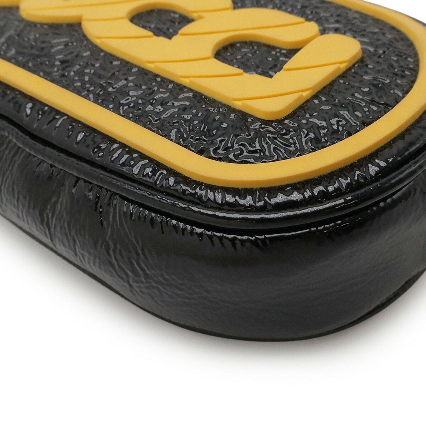 Gucci Black Yellow Patent Leather Rubber Pochette Shoulder Bag ( )