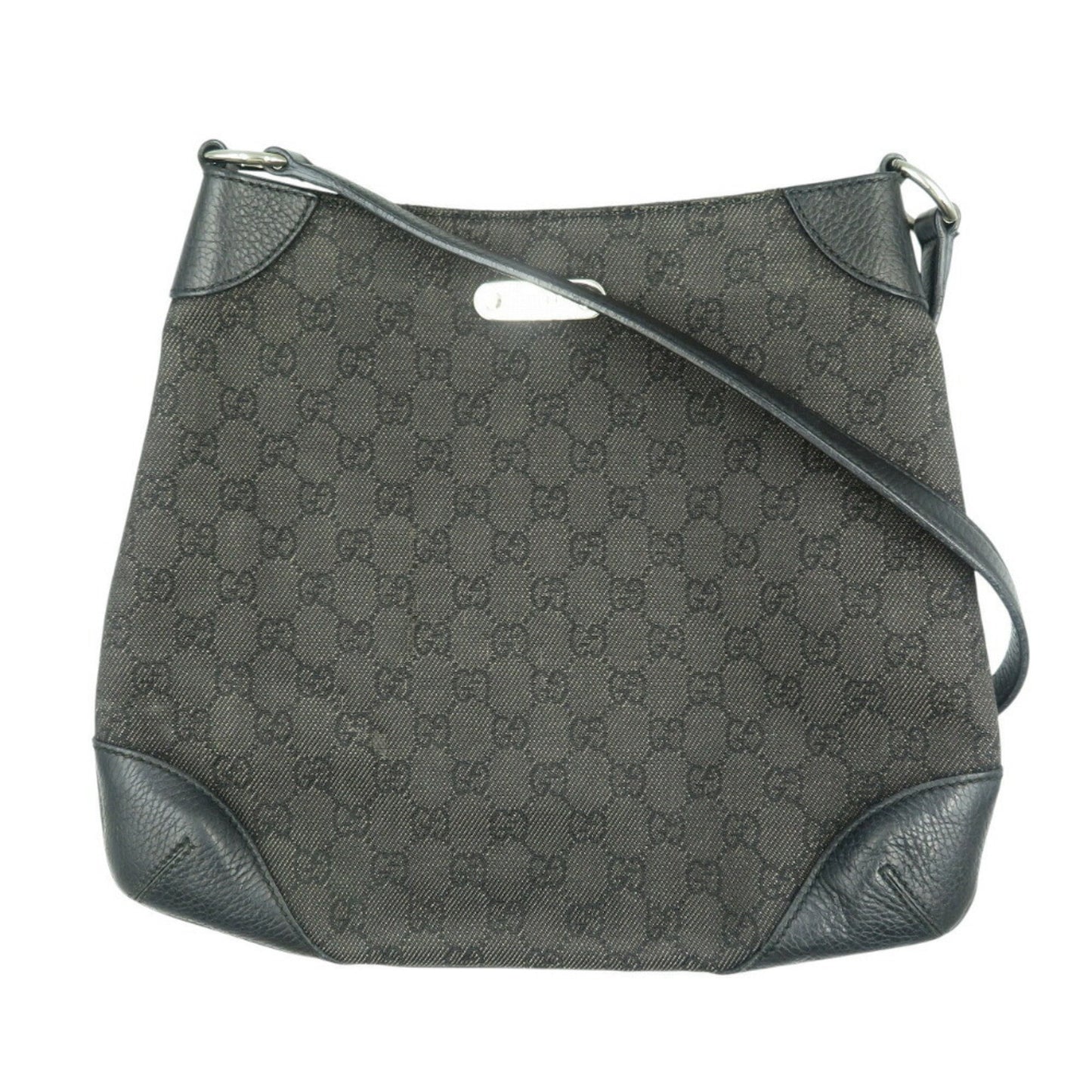Gucci Black Gg Canvas Leather Shoulder Bag ( )