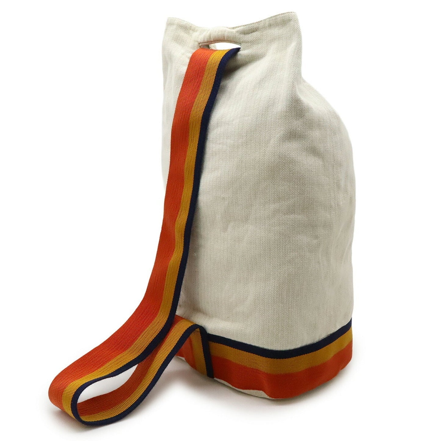 Hermes Natural Navy Orange Yellow Canvas Shoulder Bag Sling Bag ( )