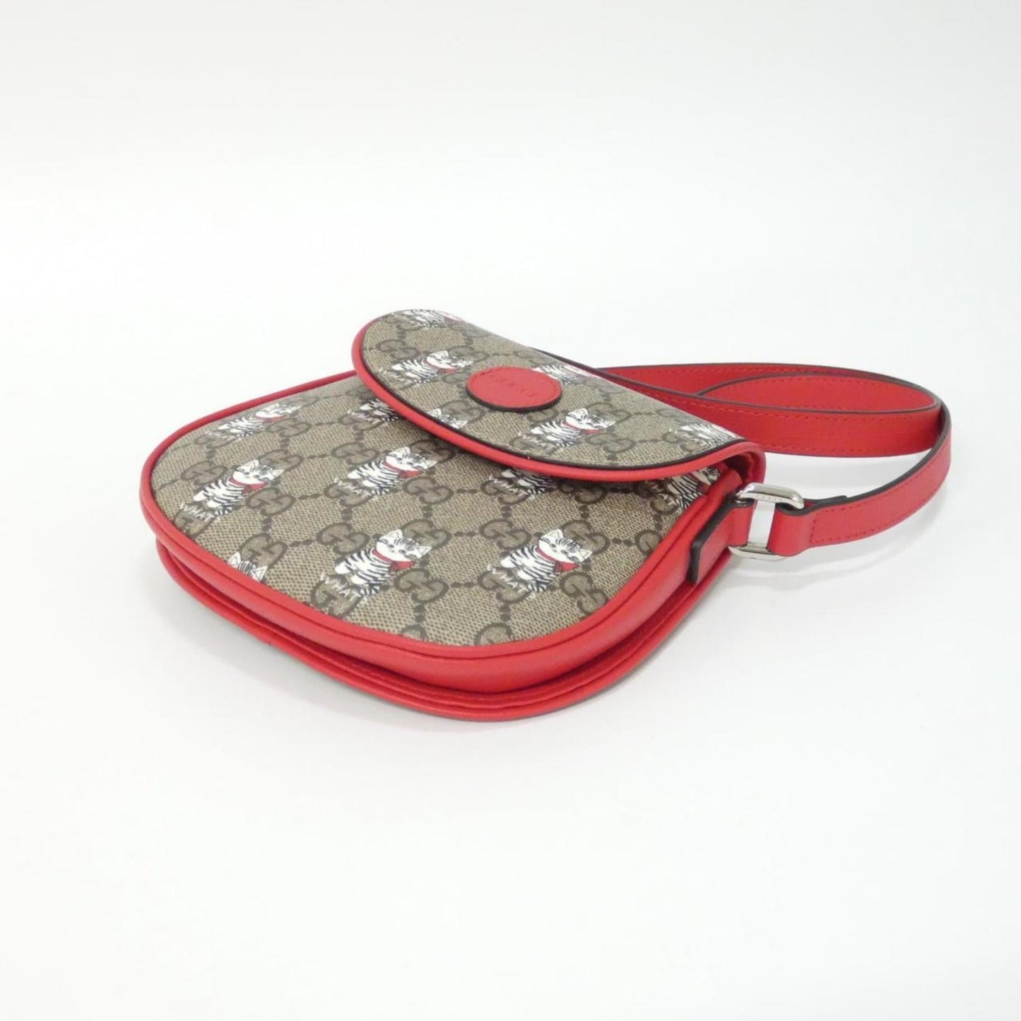 Gucci Brown Red Color Gg Supreme Canvas Shoulder Bag ( )