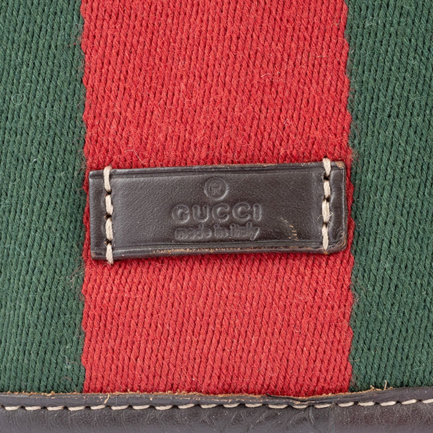 Gucci Beige Brown Canvas Leather Shoulder Bag ( )