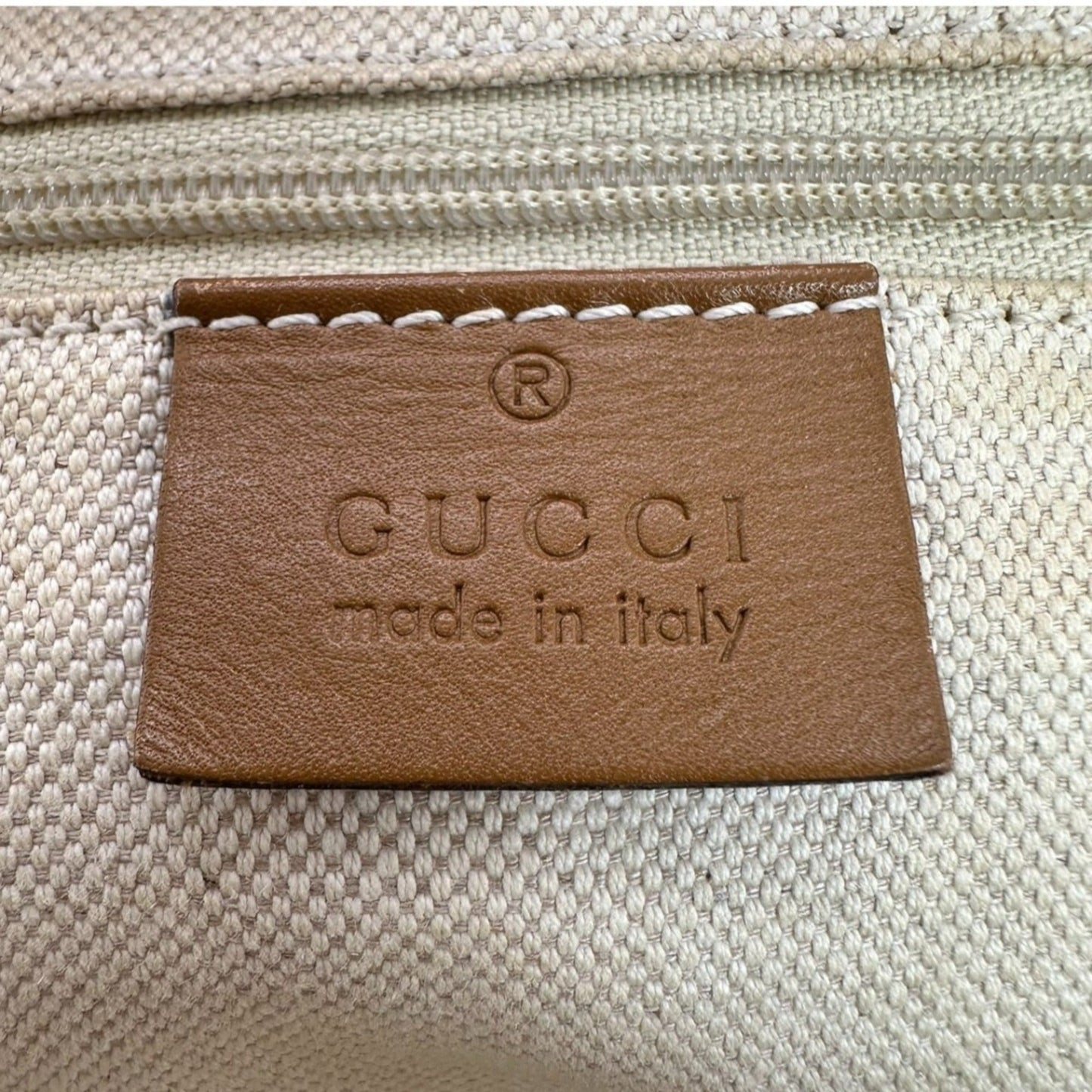 Gucci Beige Brown Canvas Shoulder Bag Tote Bag ( )
