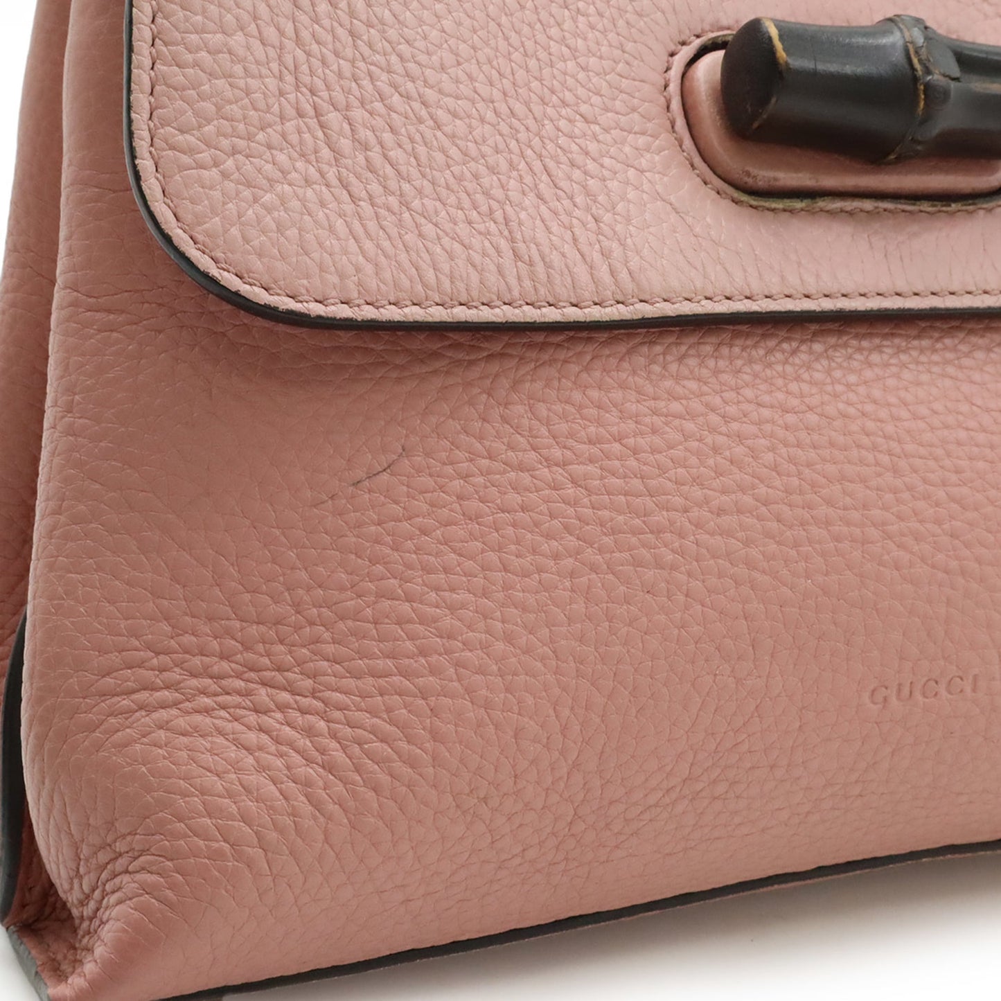 Gucci Pink Bamboo Leather Handbag Shoulder Bag ( )