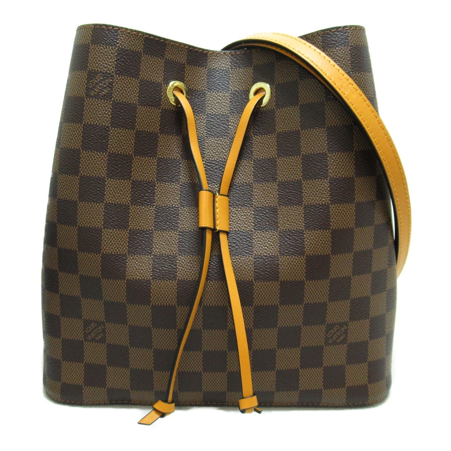 LOUIS VUITTON Neo Noe Shoulder Bag Brown Ebene Saffron Damier PVC coated canvas