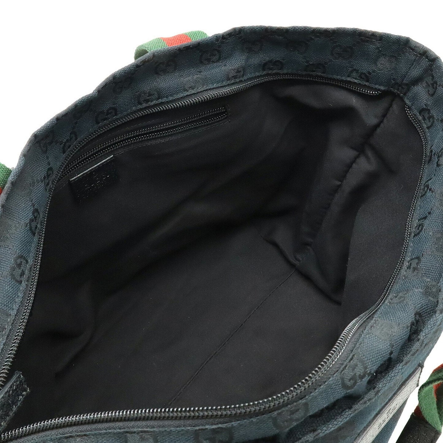 Gucci Black Green Red Color Canvas Leather Shoulder Bag Tote Bag ( )