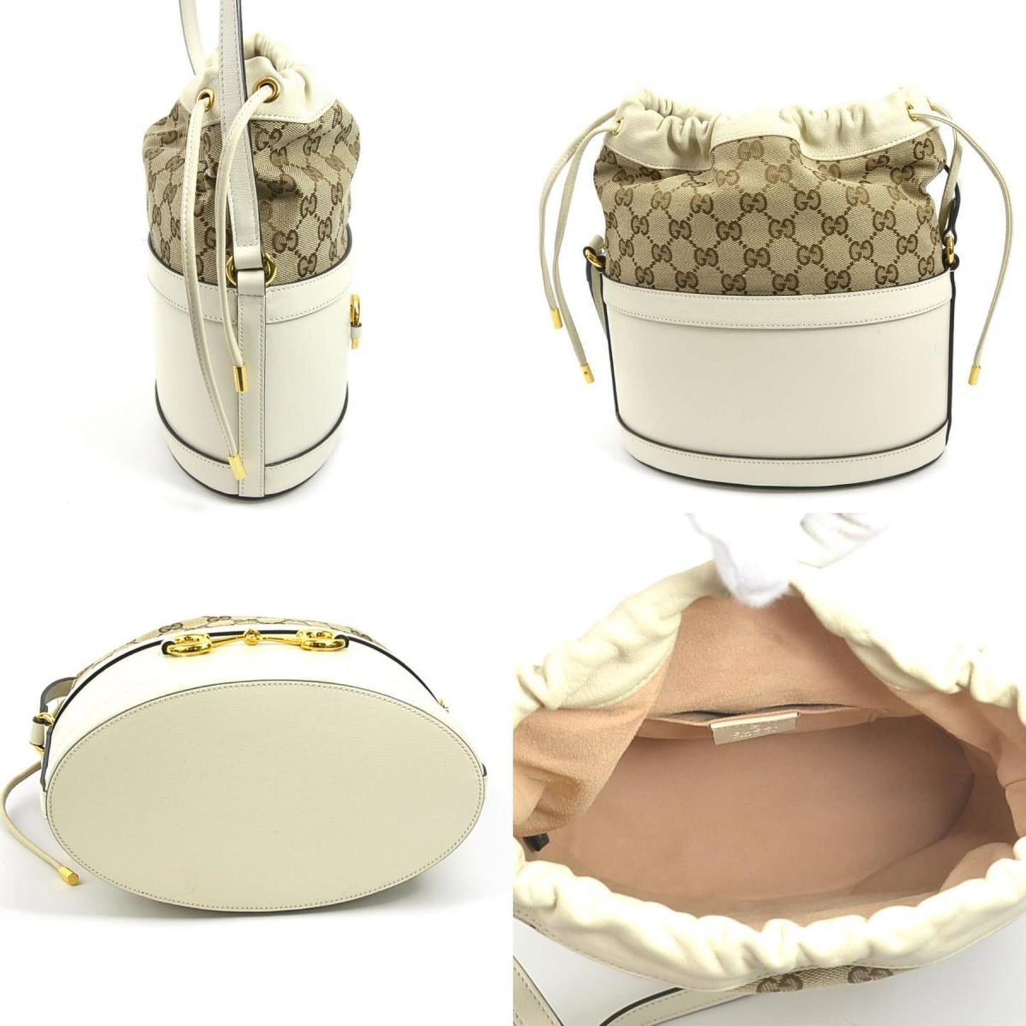 Gucci Ivory Gg Canvas Leather Shoulder Bag ( )