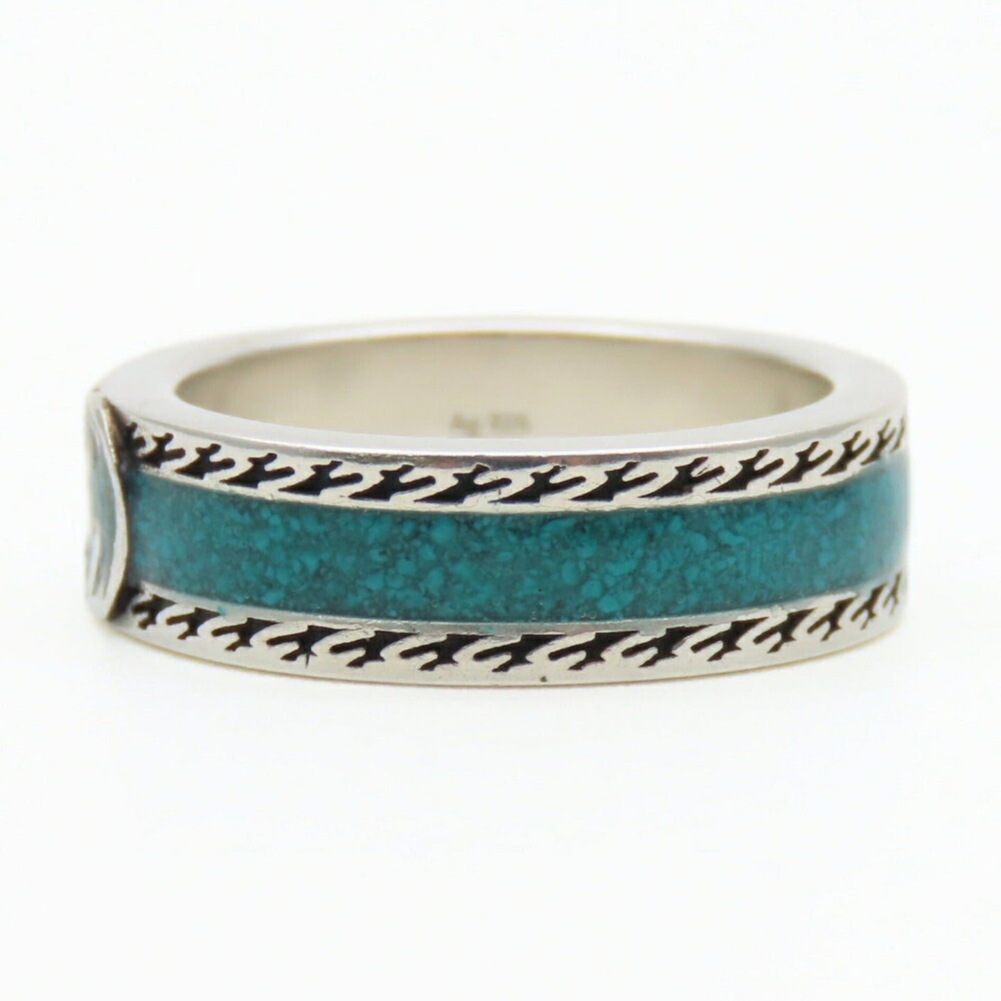 Gucci Silver Turquoise Enamel Silver 925 Band Ring ( )