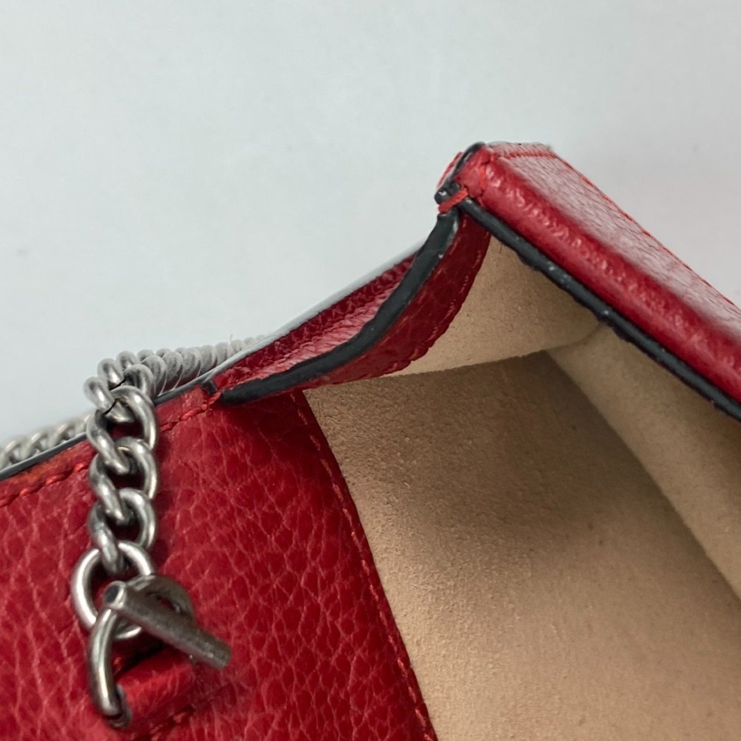 Gucci Red Color Leather Clutch Bag Pouch Shoulder Bag ( )
