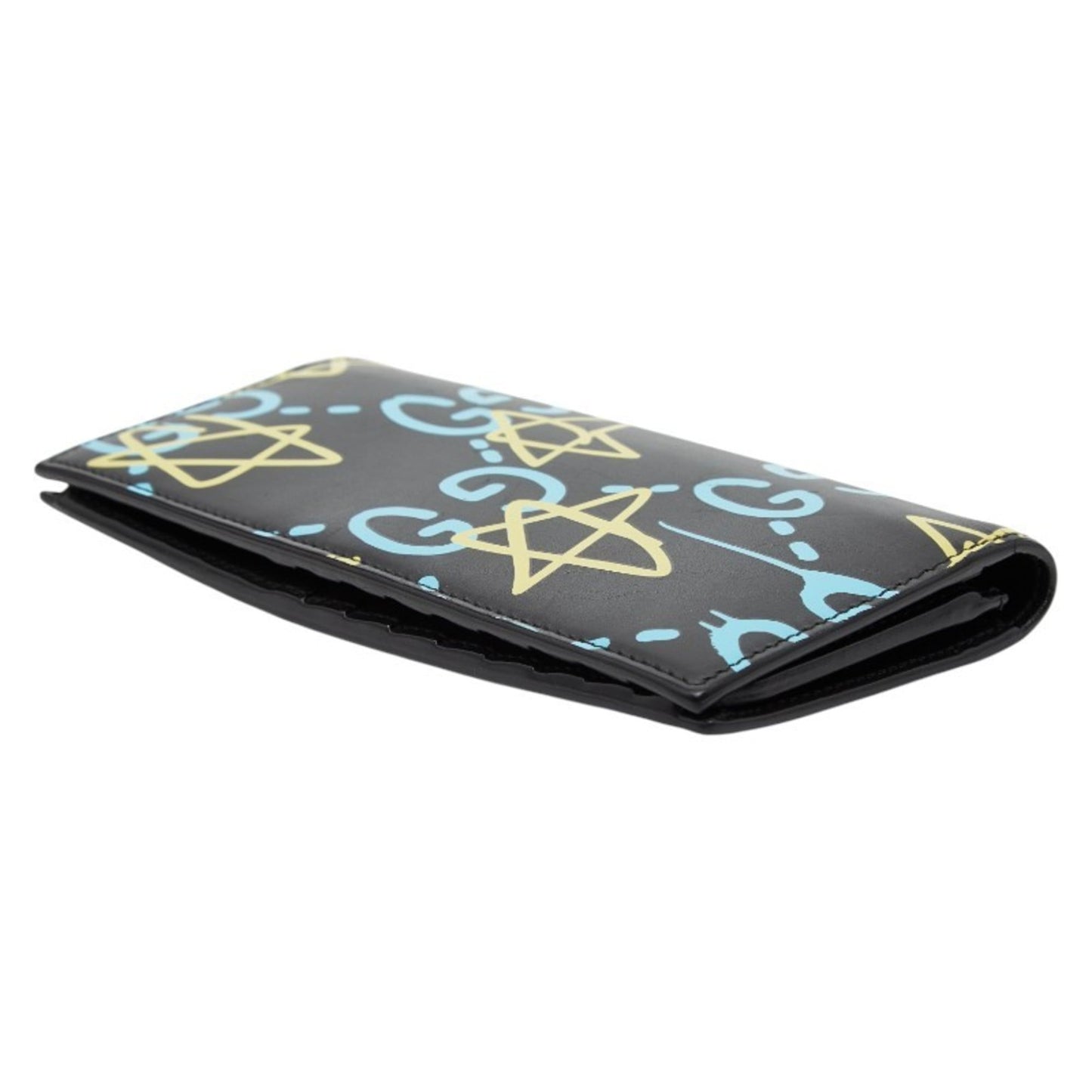 Gucci Black Blue Yellow Leather Long Wallet (Bi-Fold) ( )