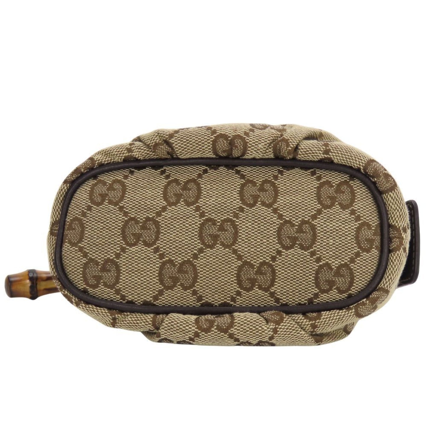 Gucci Beige Dark Brown Gg Canvas Leather Pouch ( )