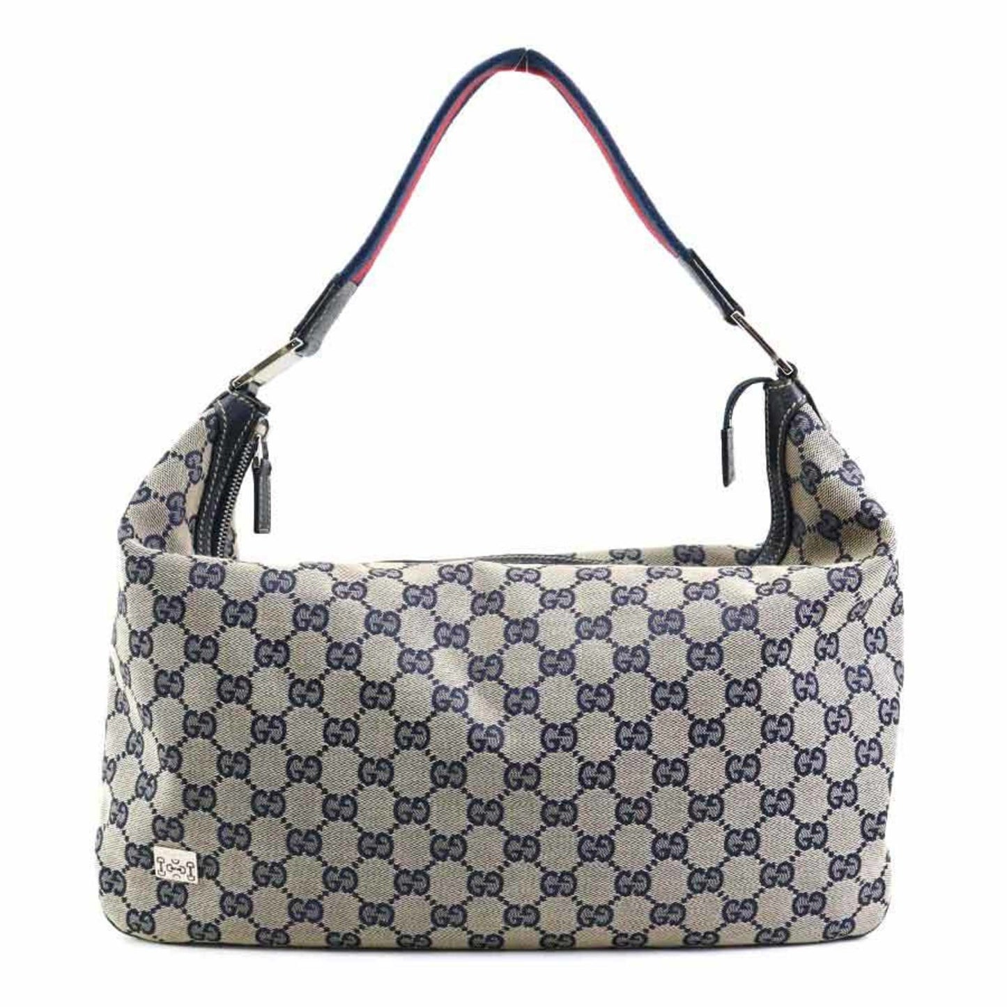 Gucci Beige Navy Red Color Gg Canvas Shoulder Bag ( )