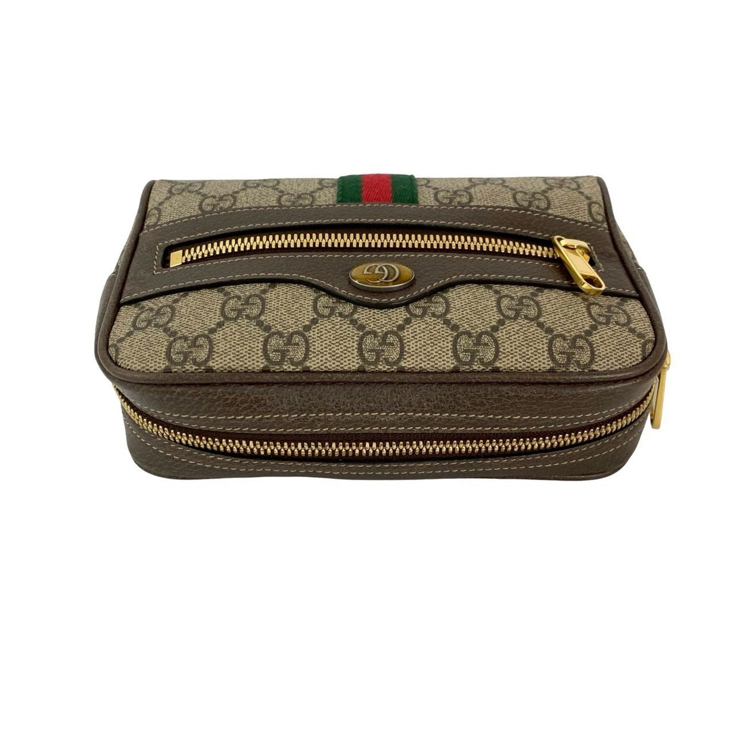 Gucci Brown Green Red Color Leather Pvc Shoulder Bag Sling Bag ( )