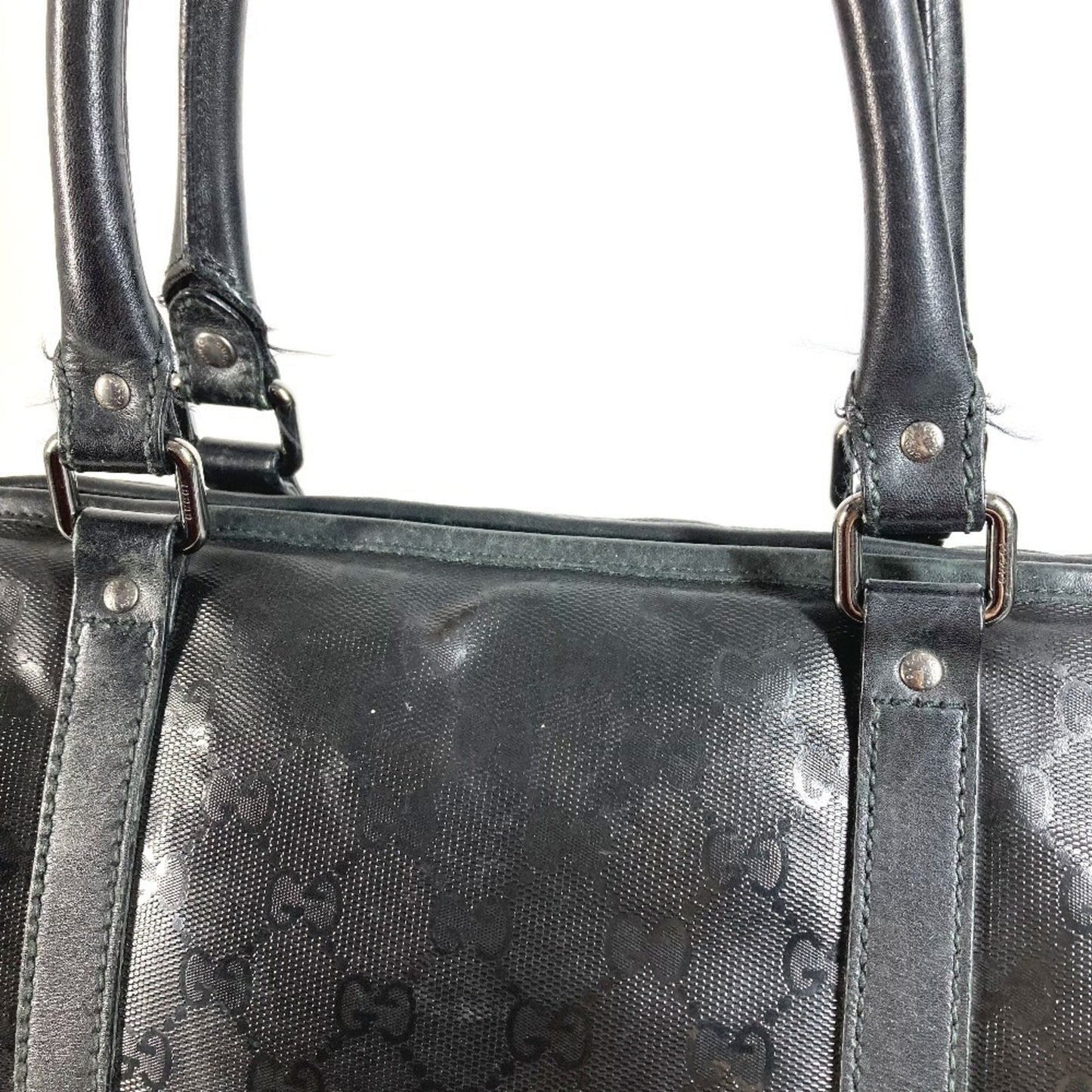 Gucci Gg ImprimÃ© Black Leather Gg ImprimÃ© Boston Bag Shoulder Bag Tote Bag ( )
