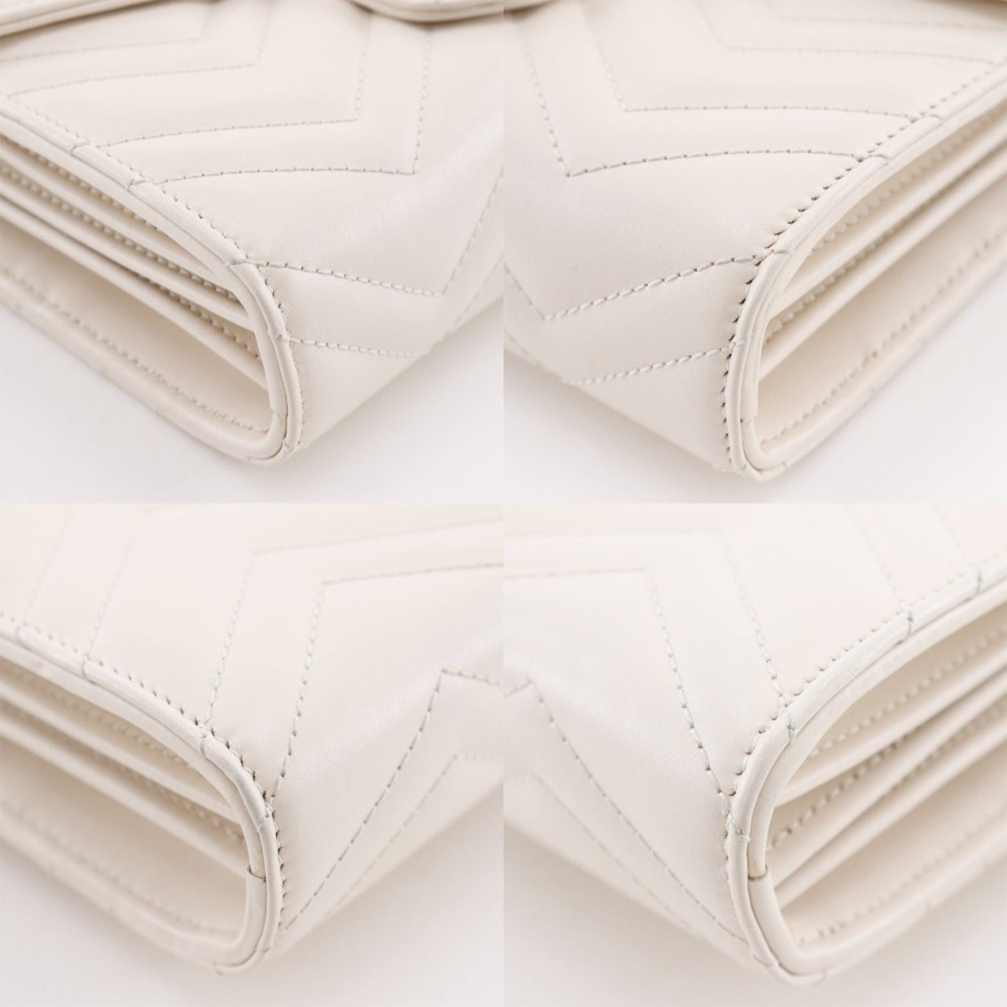 Gucci White Leather Chain/Shoulder Wallet ( )