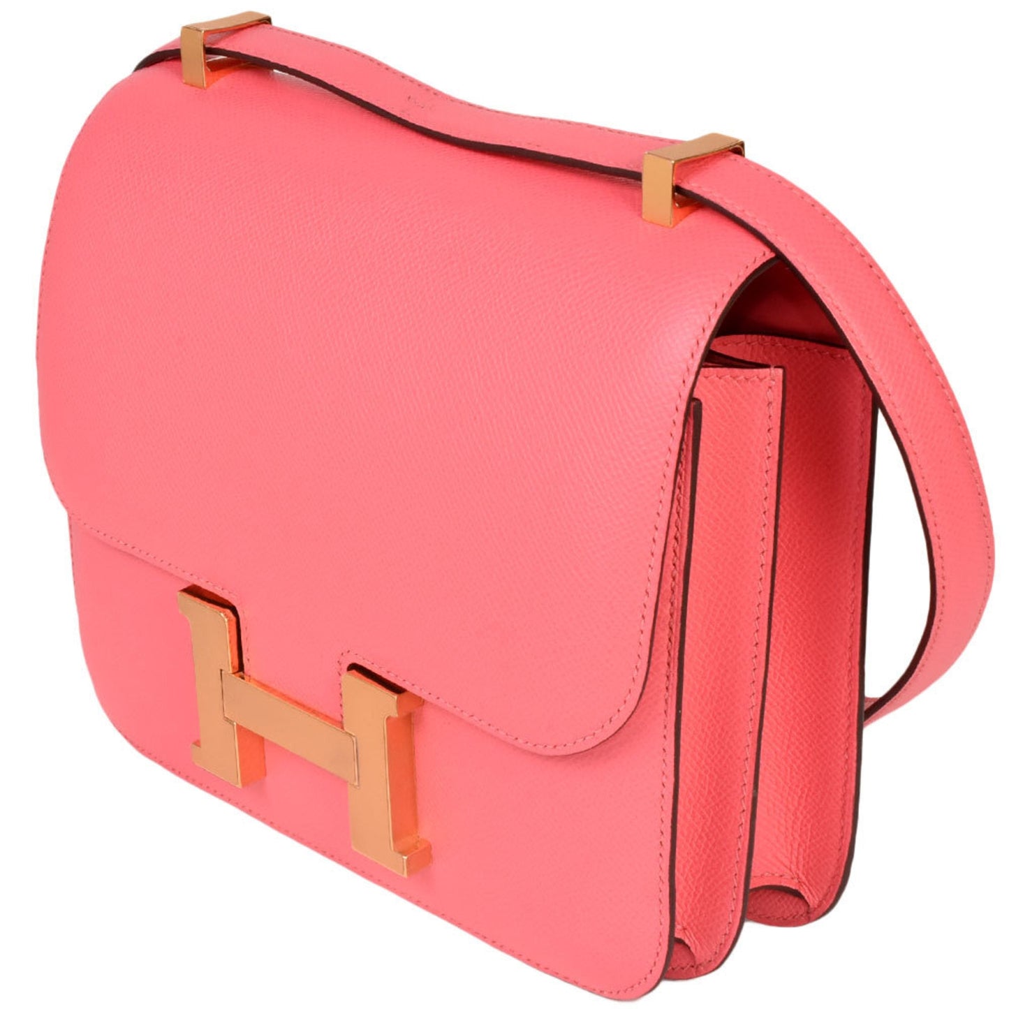 Hermes Constance Pink Rose Azalee Evercalf Leather Shoulder Bag ( )