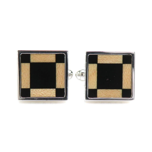 LOUIS VUITTON Cufflinks Silver 925/Wood Silver/Black/Beige Men's