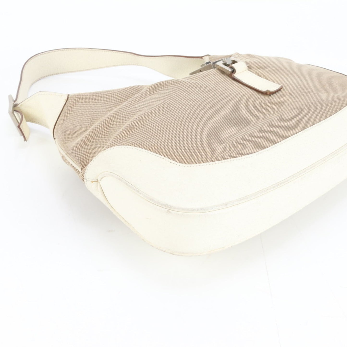 Gucci Beige Leather Canvas Shoulder Bag ( )