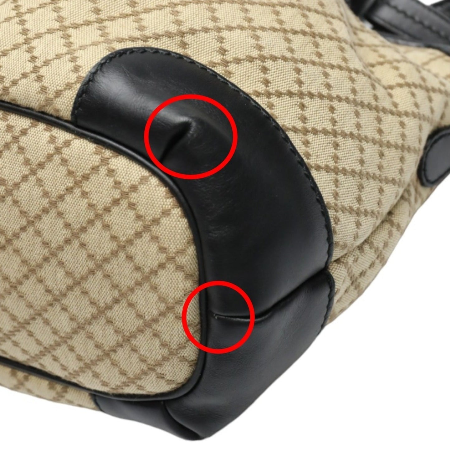 Gucci Beige Black Canvas Shoulder Bag ( )