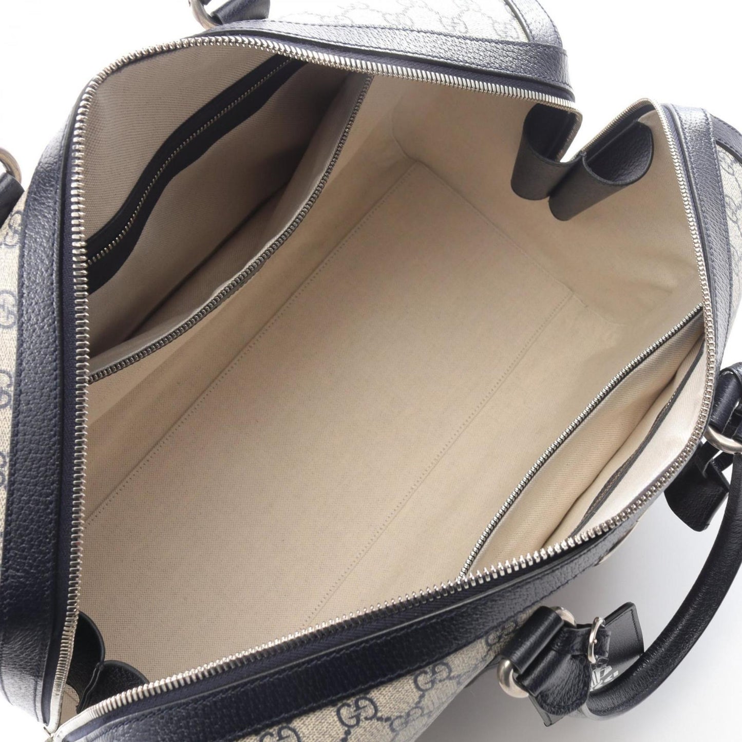 Gucci Ivory Navy Pvc Leather Boston Bag ( )