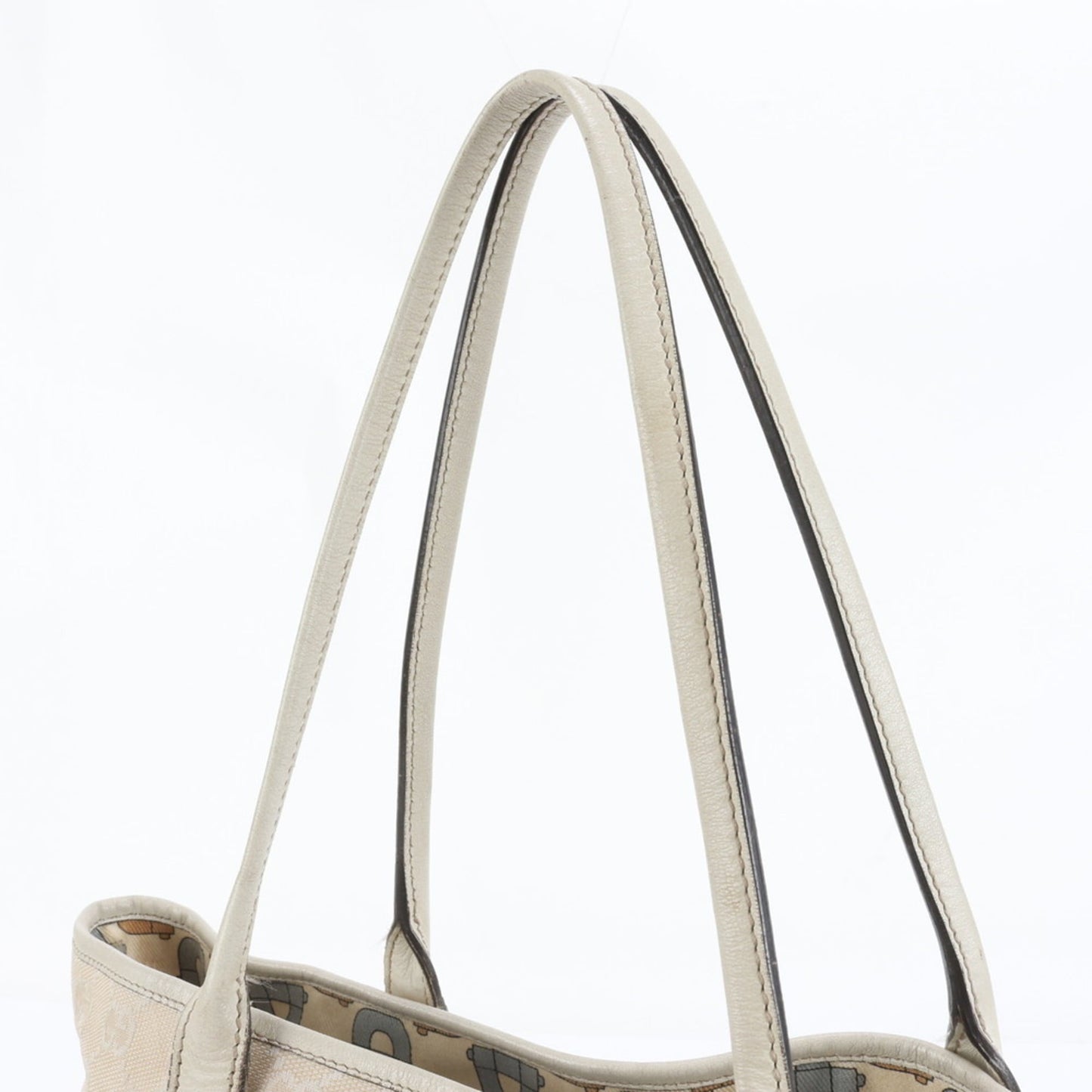 Gucci Beige Leather Canvas Tote Bag ( )