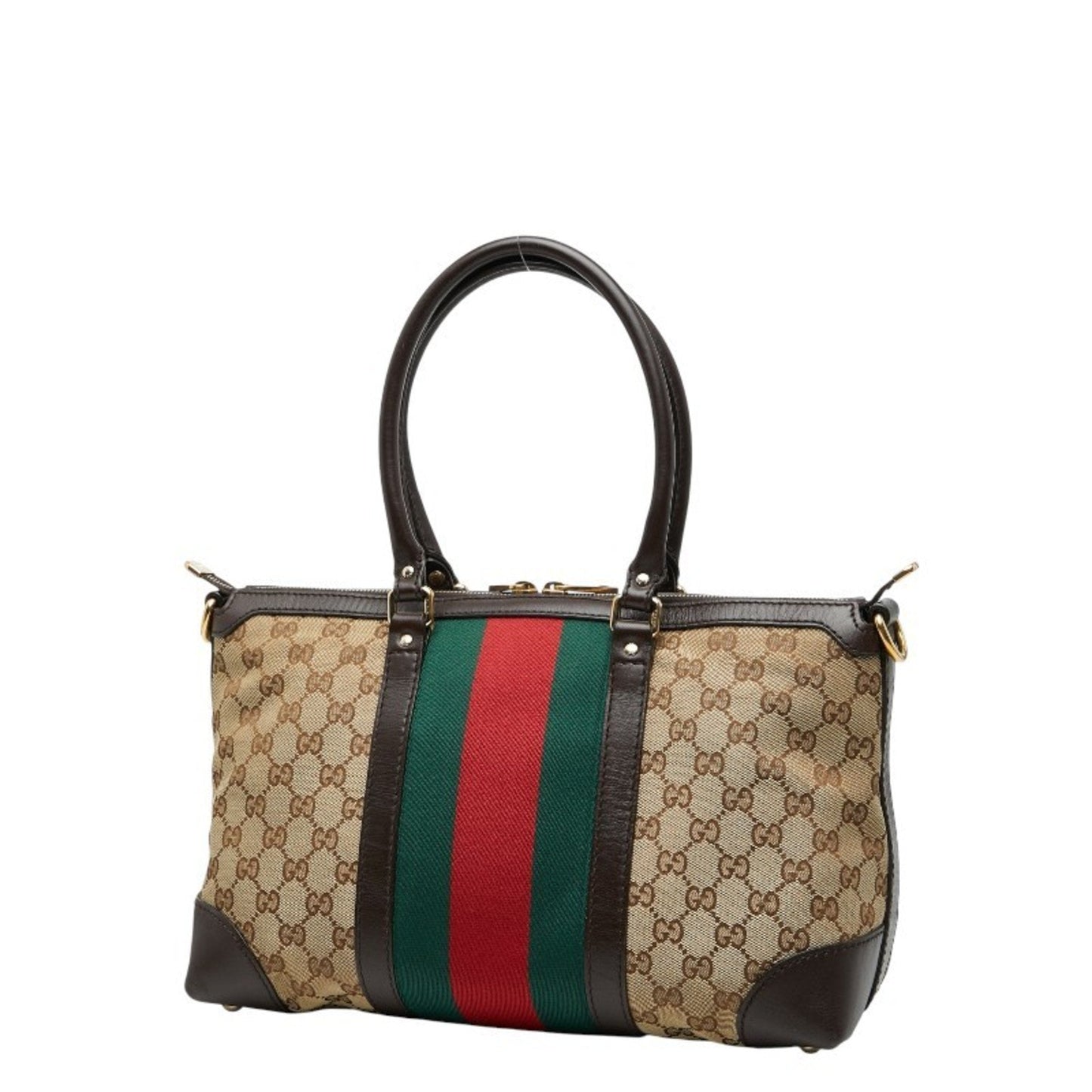 Gucci Beige Multi-Color Canvas Leather Handbag Shoulder Bag ( )