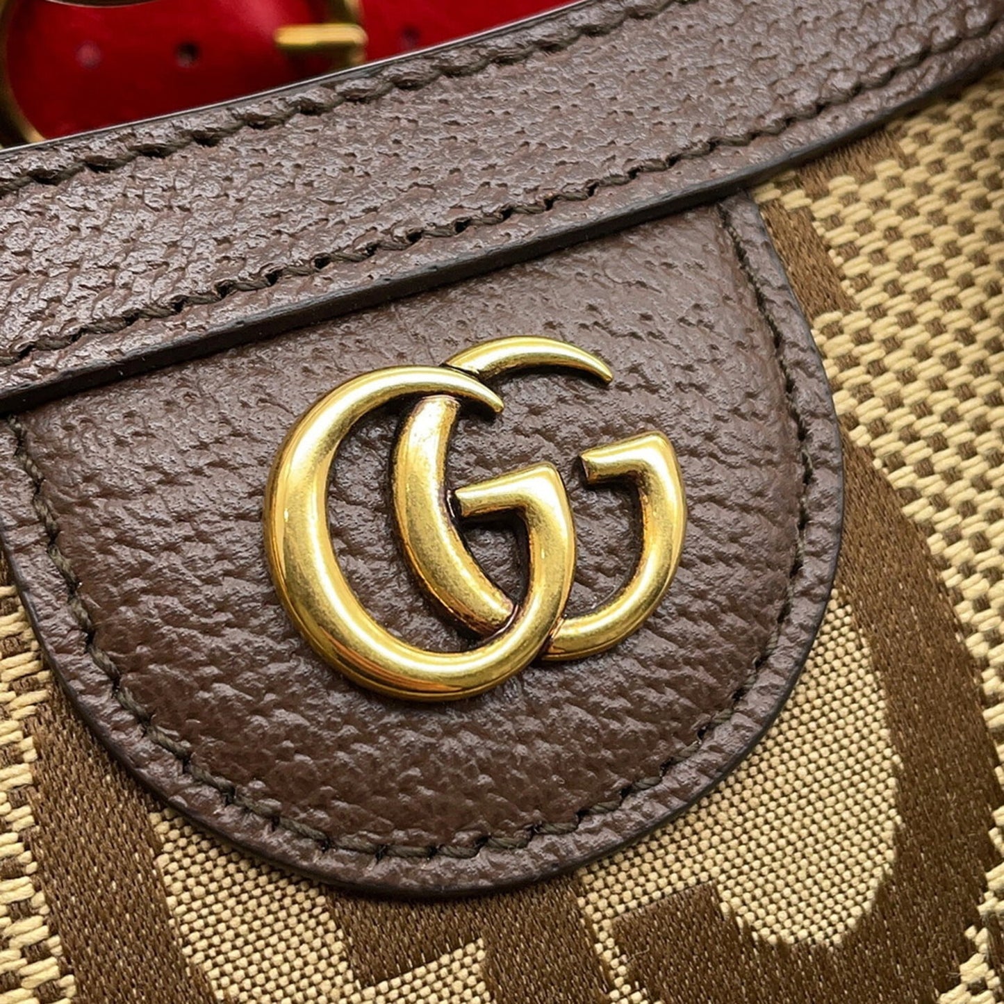 Gucci Beige Brown Gg Canvas Leather Handbag ( )