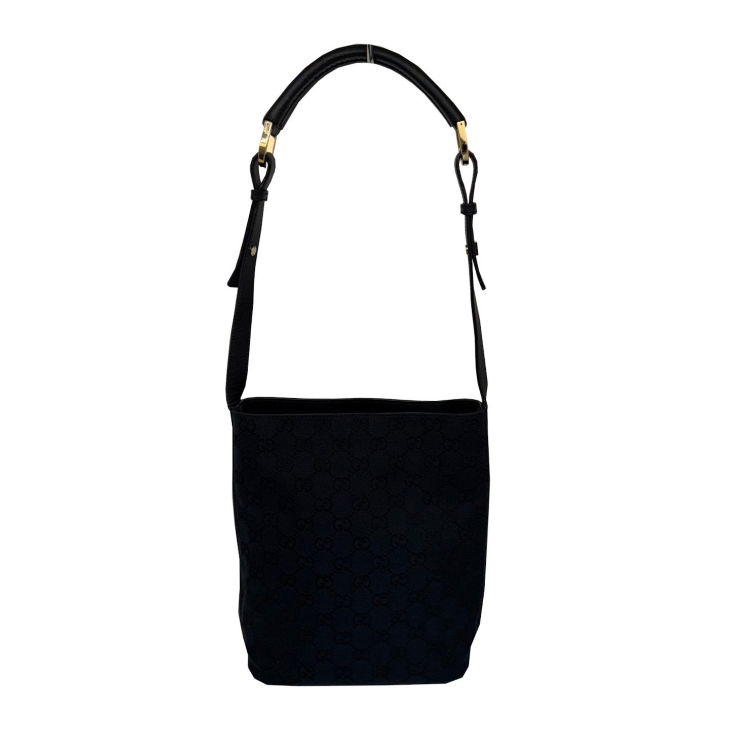 Gucci Black Gg Canvas Leather Shoulder Bag ( )