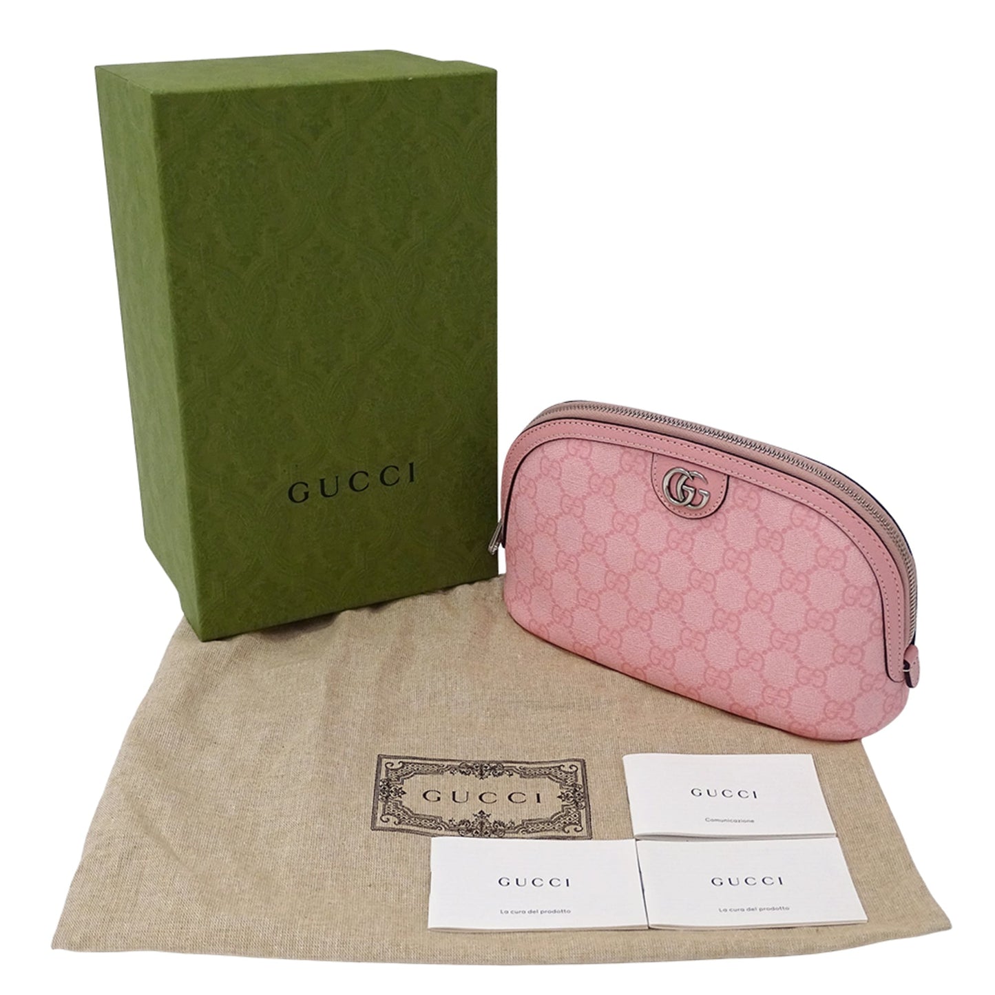 Gucci Pink Gg Supreme Pouch ( )