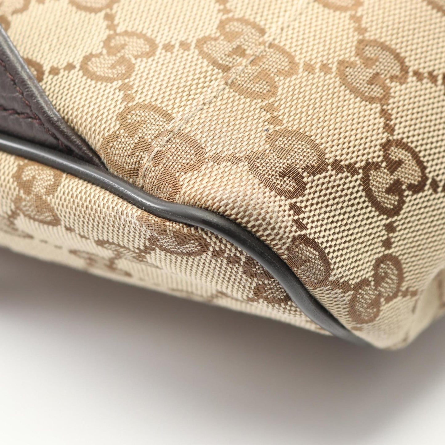 Gucci Beige Brown Canvas Leather Backpack ( )