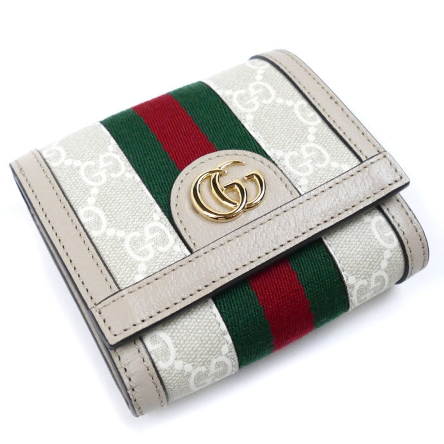 Gucci Beige White Gg Supreme Canvas Leather Wallet (Bi-Fold) ( )