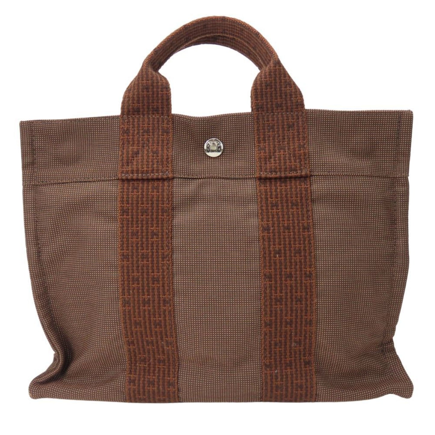 Hermes Brown Canvas Handbag Tote Bag ( )