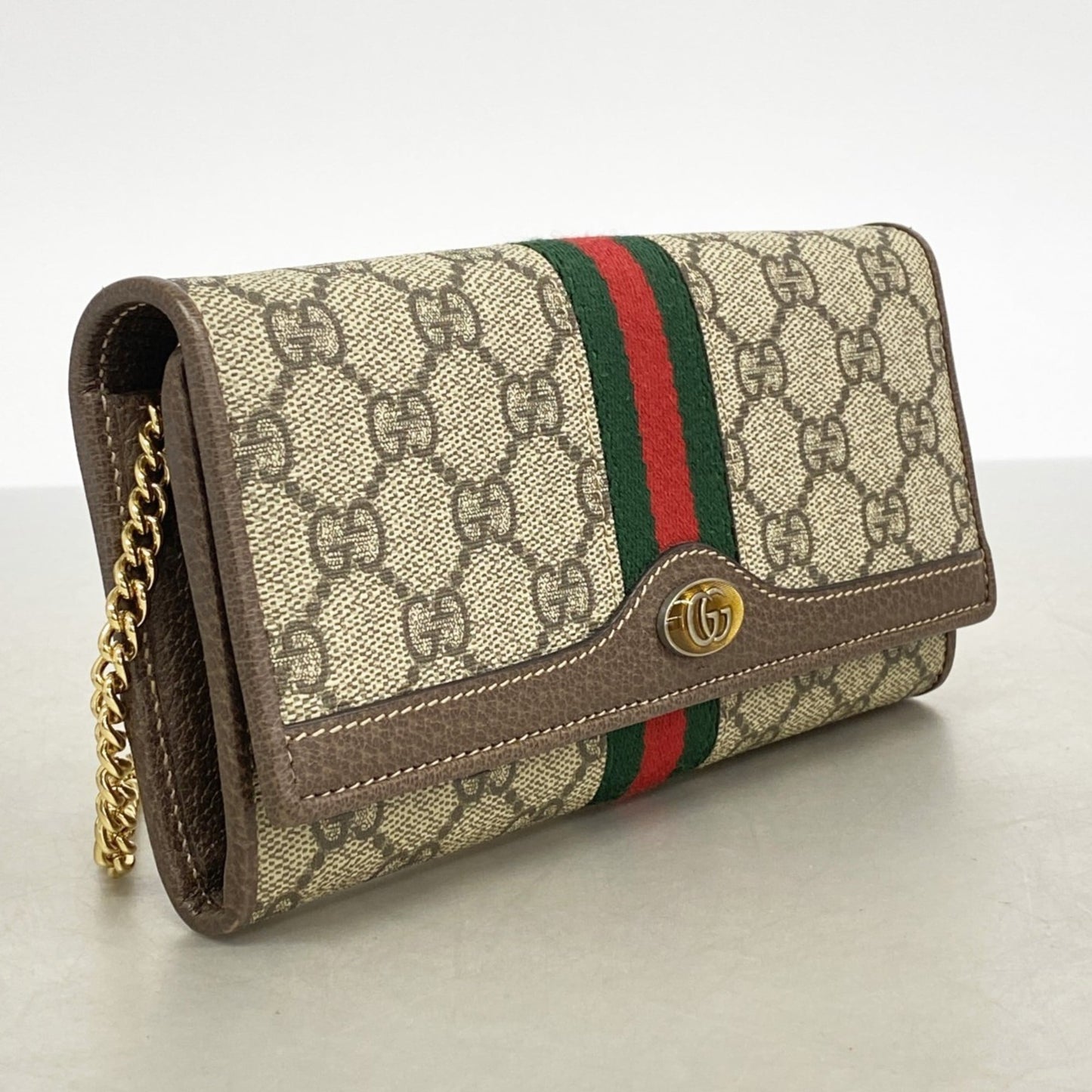 Gucci Brown Pvc Leather Chain/Shoulder Wallet ( )
