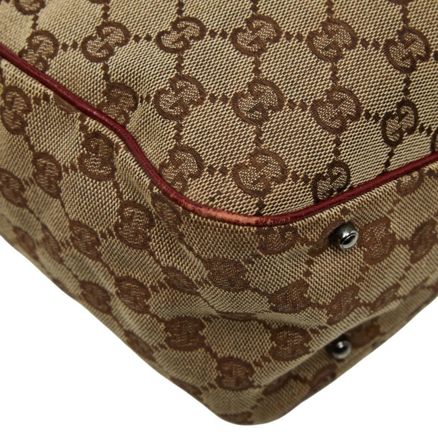 Gucci Beige Bordeaux Canvas Leather Handbag Tote Bag ( )