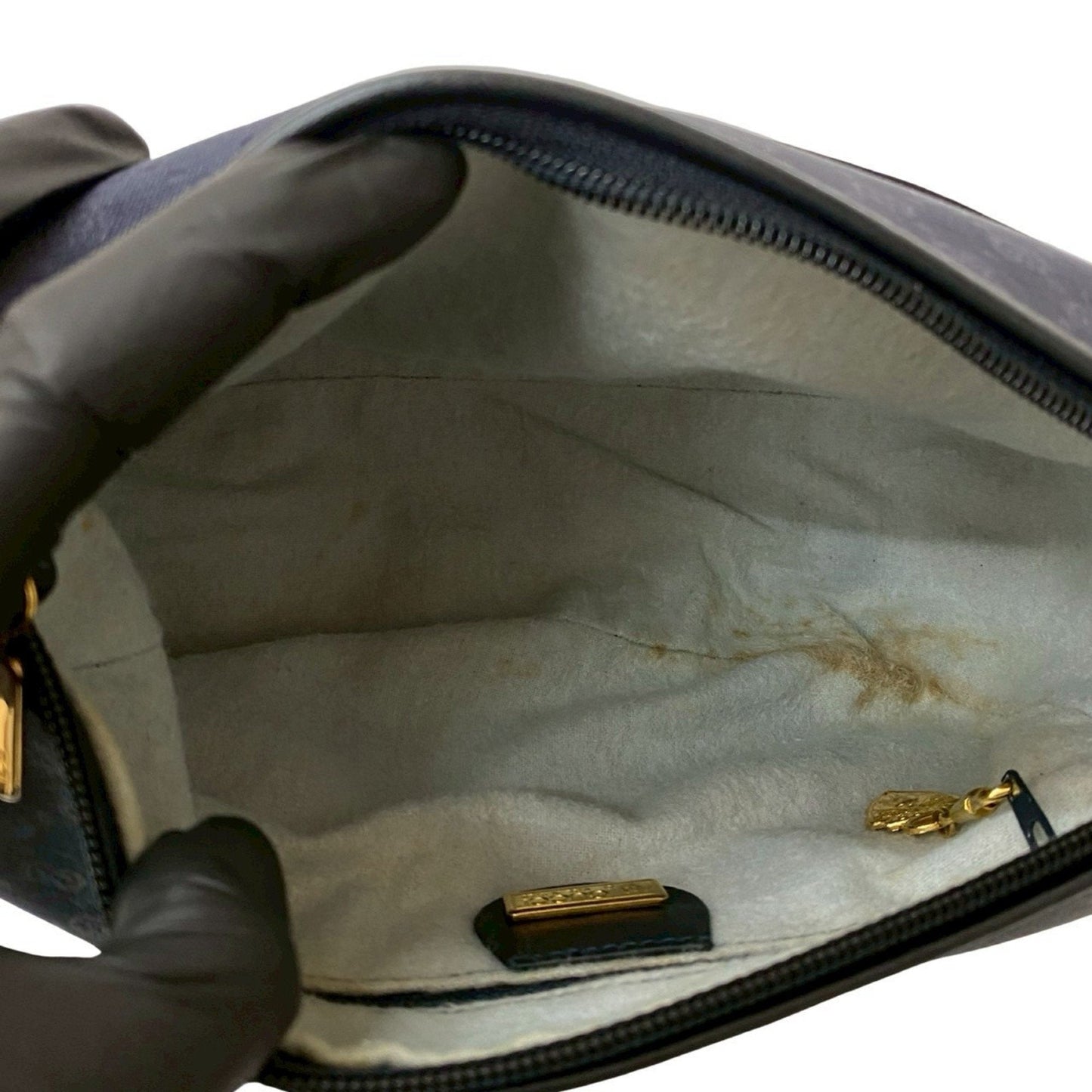 Gucci Black Navy Leather Pvc Pochette Shoulder Bag ( )