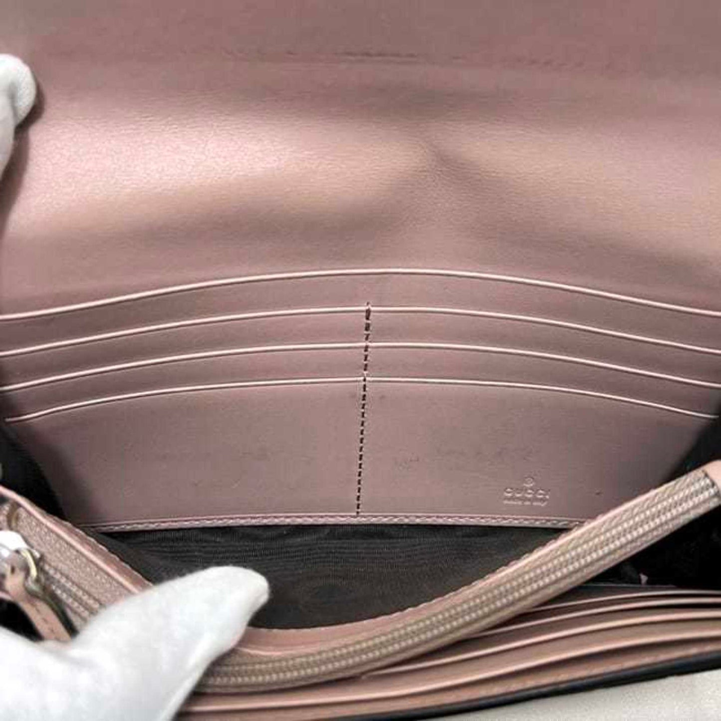 Gucci Beige Pink Leather Long Wallet (Bi-Fold) ( )