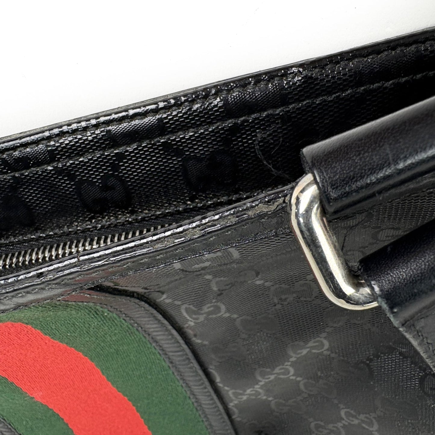 Gucci Black Coated Canvas Leather Shoulder Bag ( )