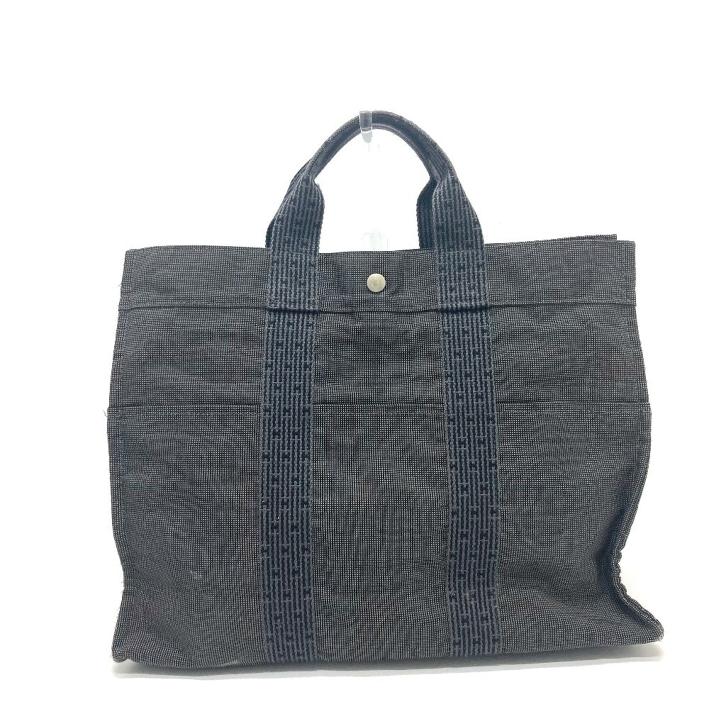 Hermes Gray Canvas Handbag Tote Bag ( )