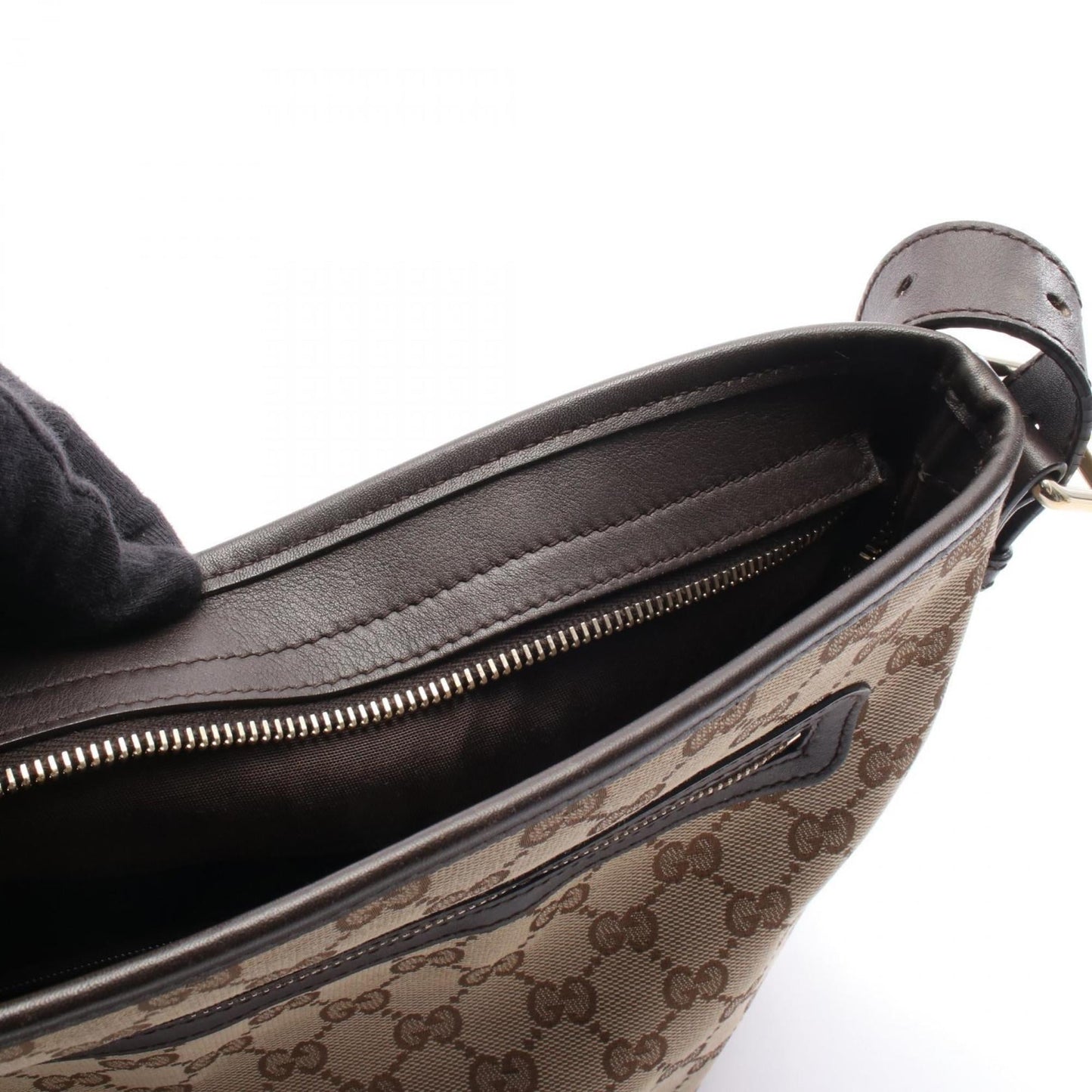 Gucci Beige Brown Gg Canvas Leather Shoulder Bag ( )