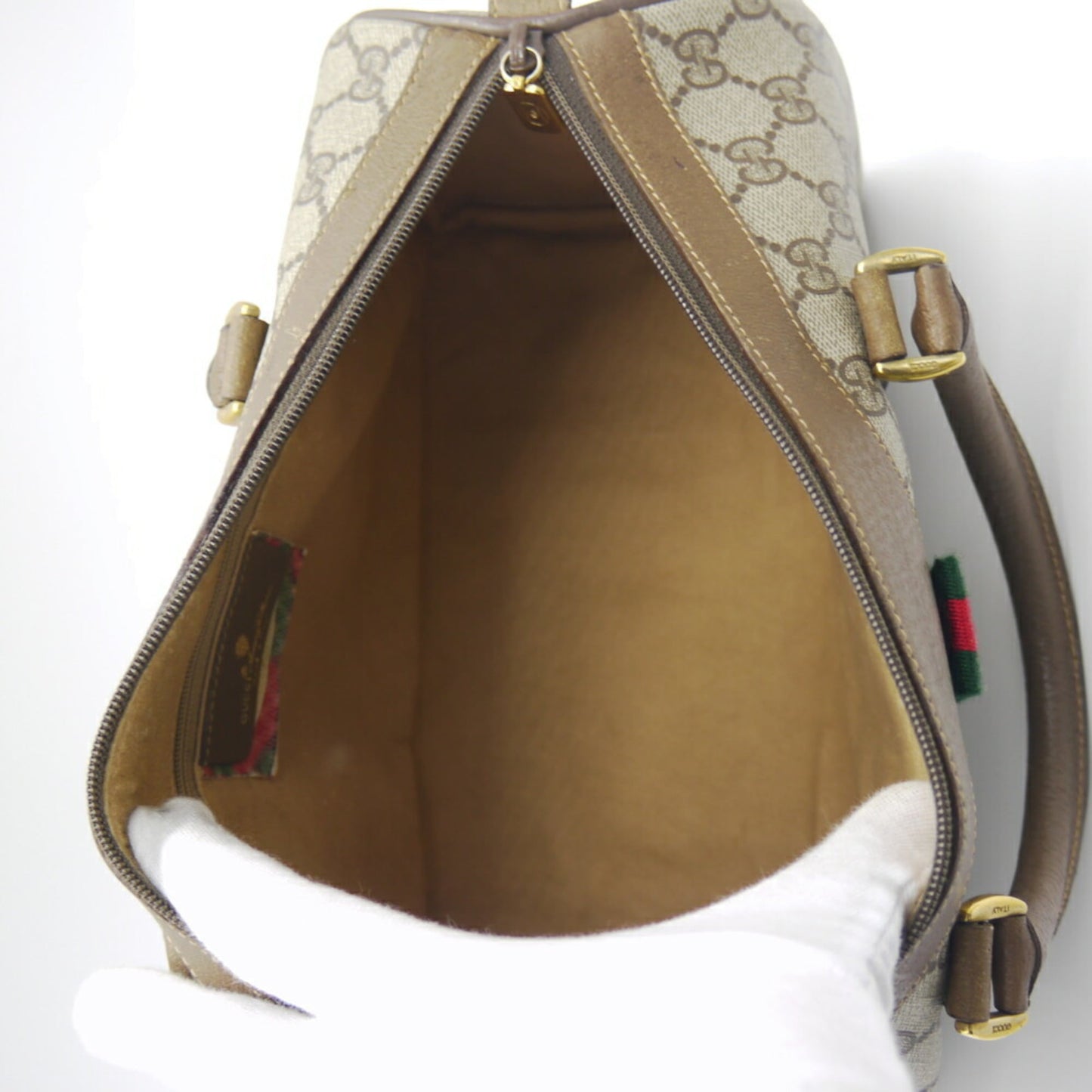 Gucci Beige Pvc Leather Boston Bag ( )