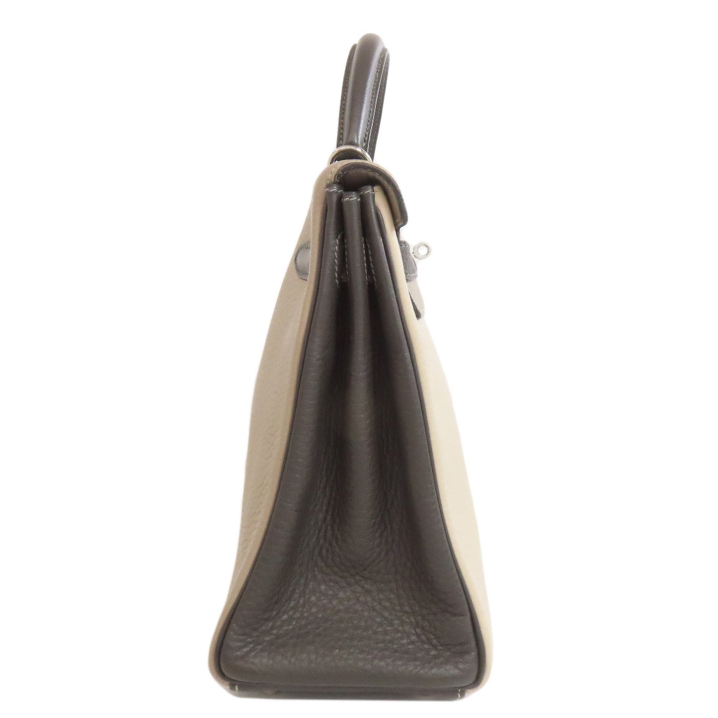 Hermes Kelly Beige Gray Taurillon Clemence Leather Handbag ( )