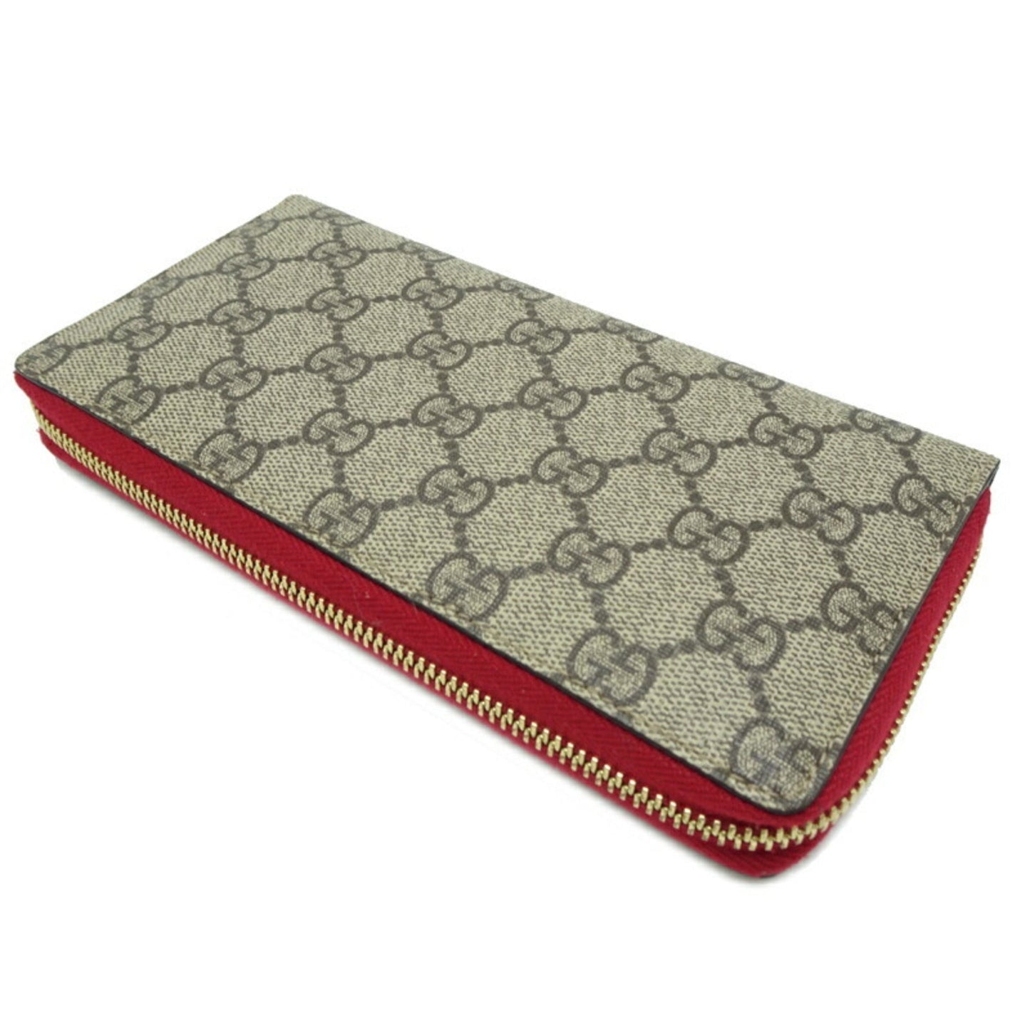 Gucci Beige Green Khaki Red Color Gg Supreme Long Bill Wallet (Bi-Fold) ( )