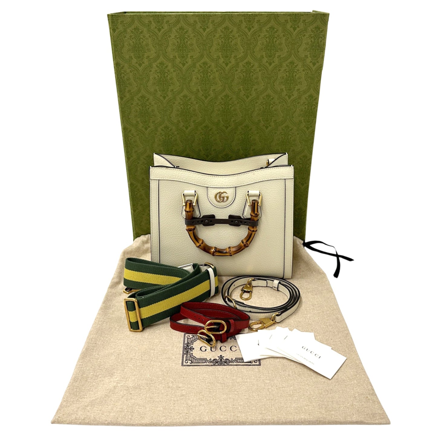 Gucci Bamboo White Leather Handbag Shoulder Bag ( )