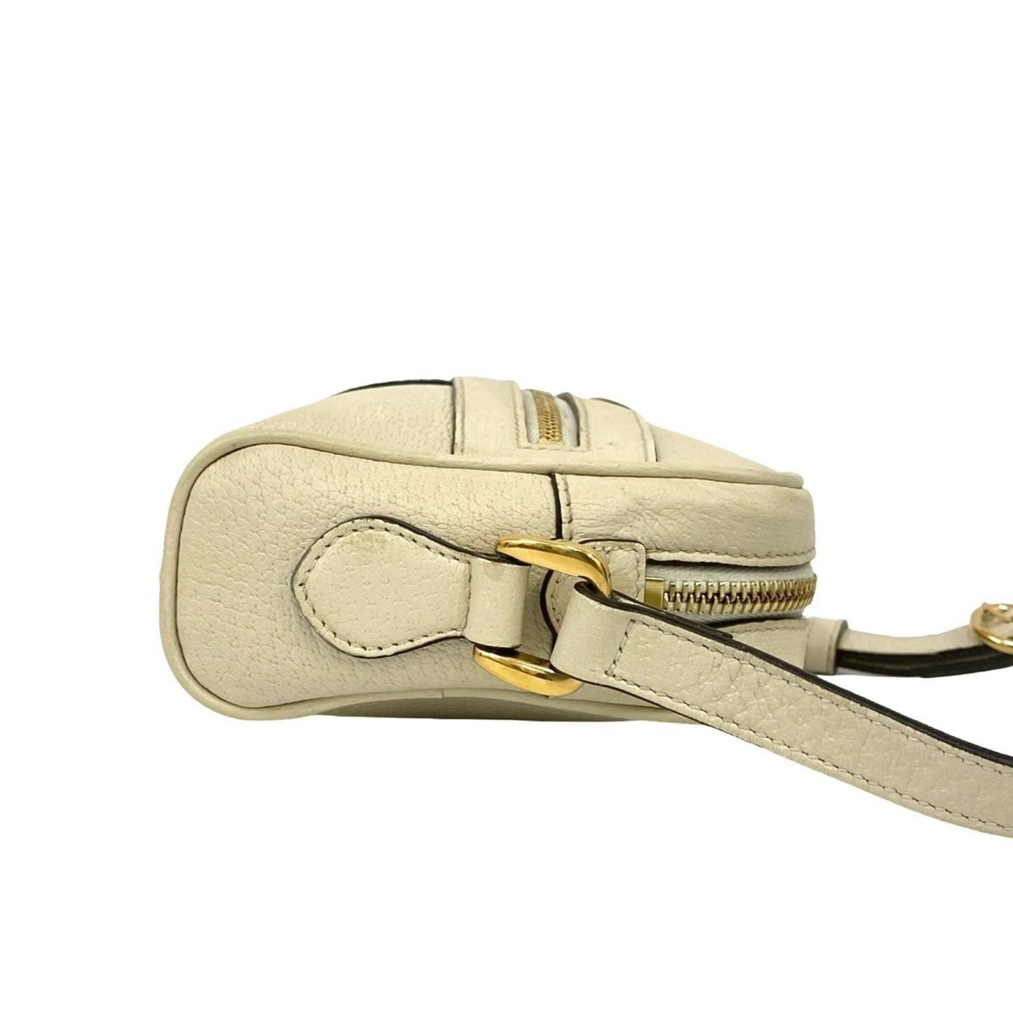 Gucci Navy Red Color White Leather Pochette Shoulder Bag ( )