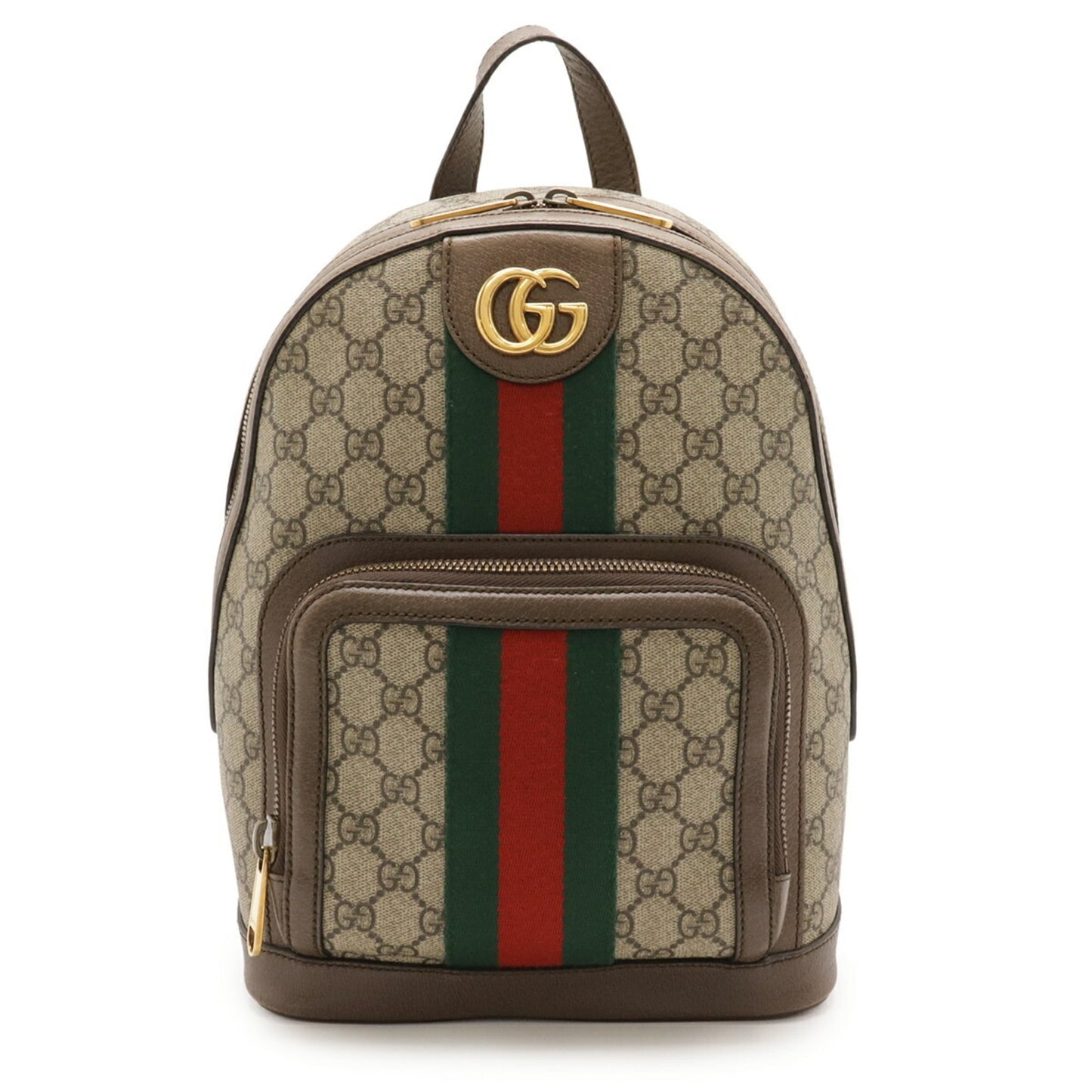 Gucci Beige Brown Green Red Color Gg Supreme Canvas Pvc Leather Backpack ( )