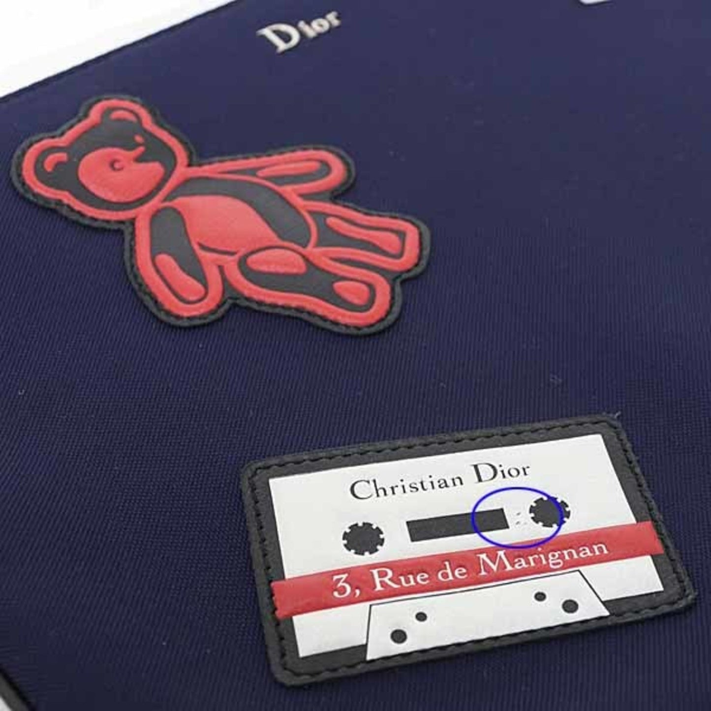 Christian Dior Navy Red Color Nylon Pouch ()