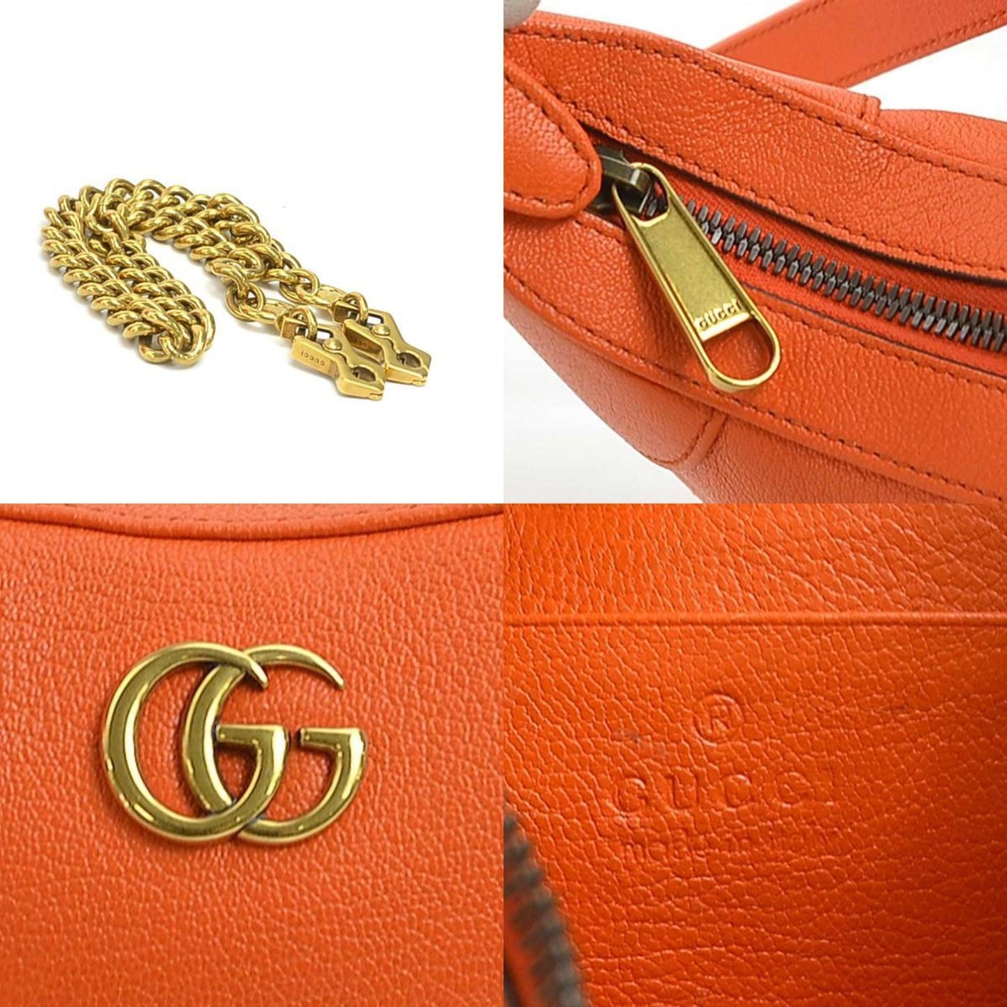 Gucci Gg Marmont Orange Leather Shoulder Bag ( )