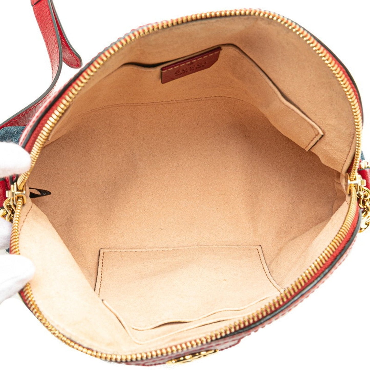Gucci Blue Red Color Suede Leather Shoulder Bag ( )